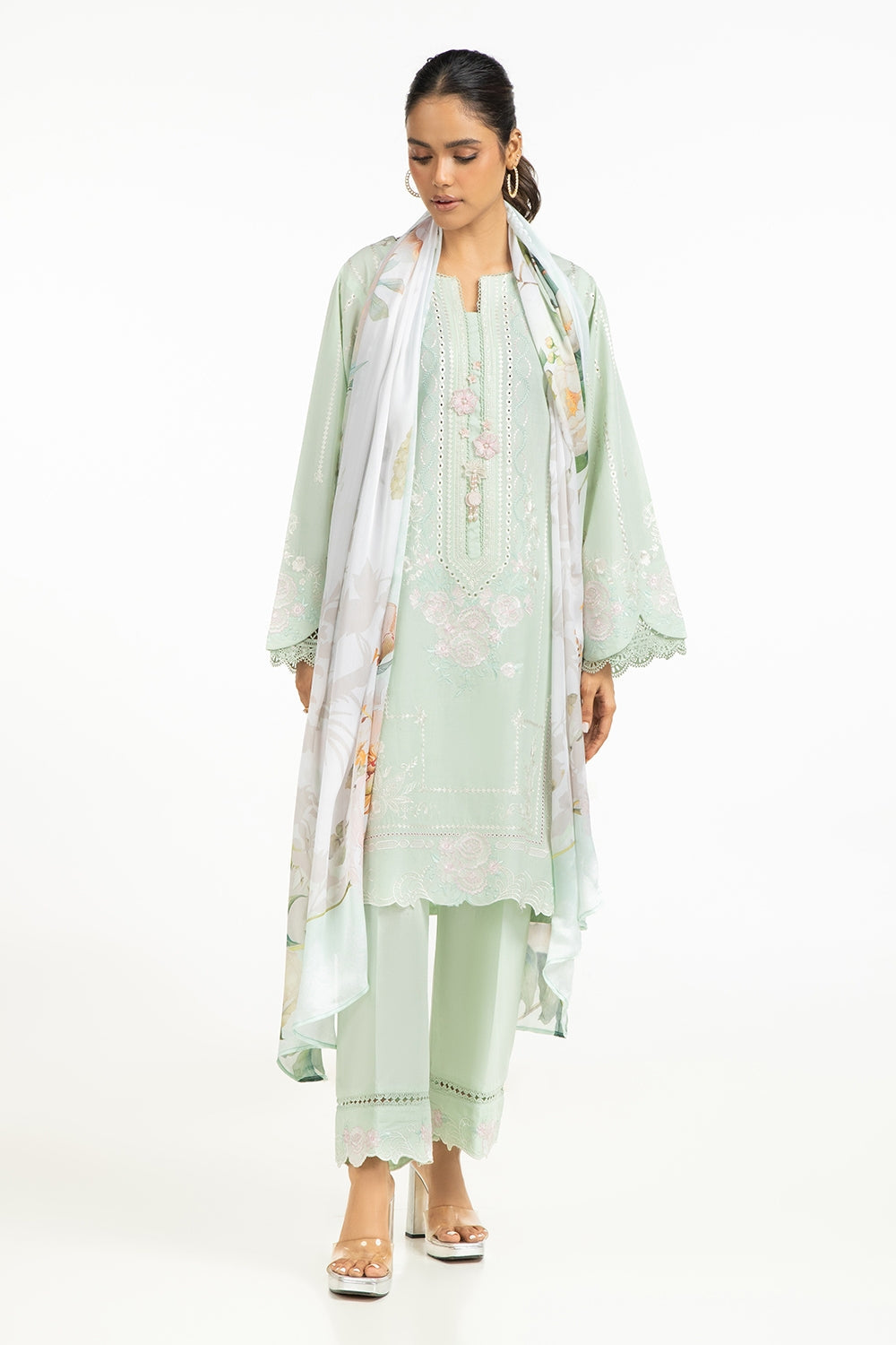 Satin Crinkle Printed Dupatta