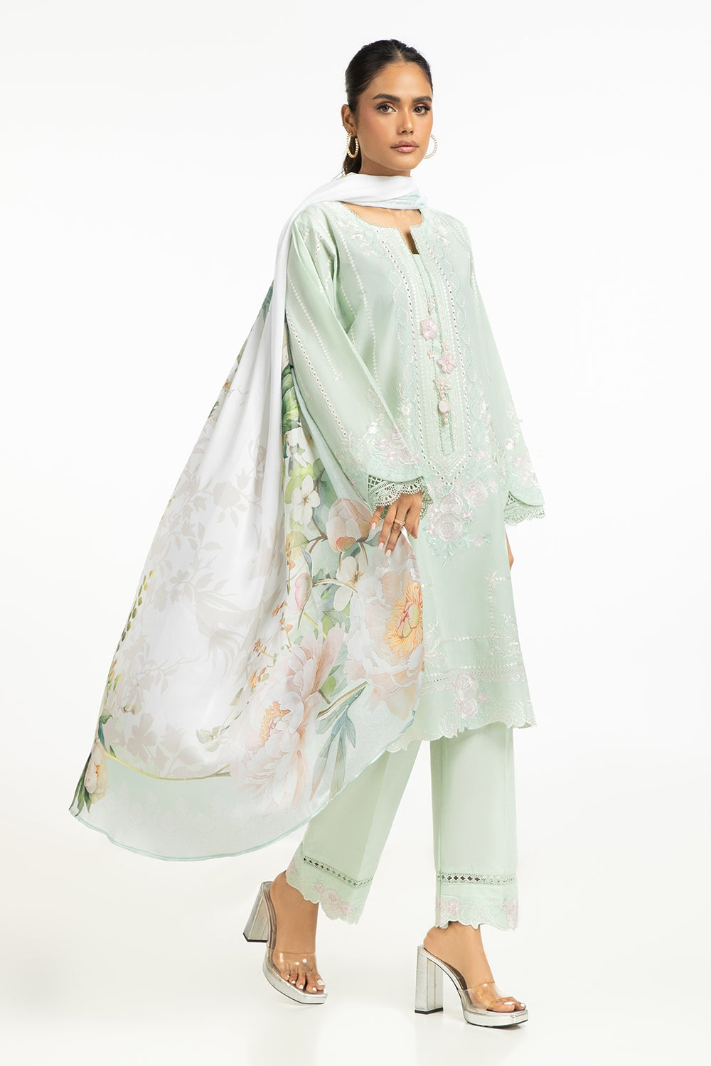 Satin Crinkle Printed Dupatta