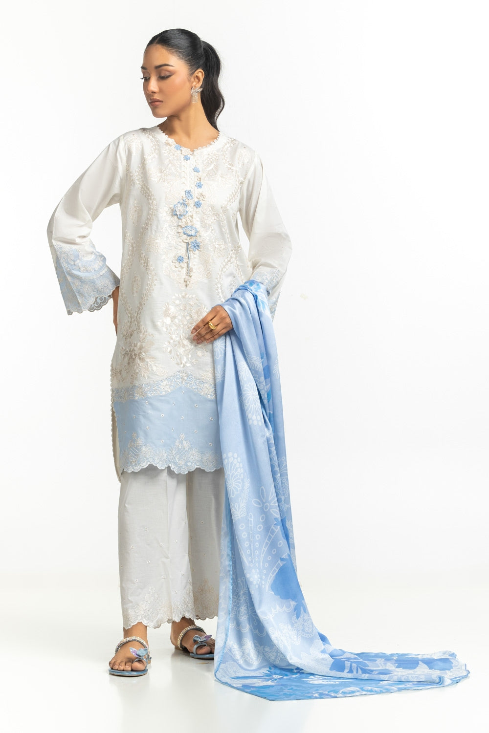 Satin Crinkle Printed Dupatta