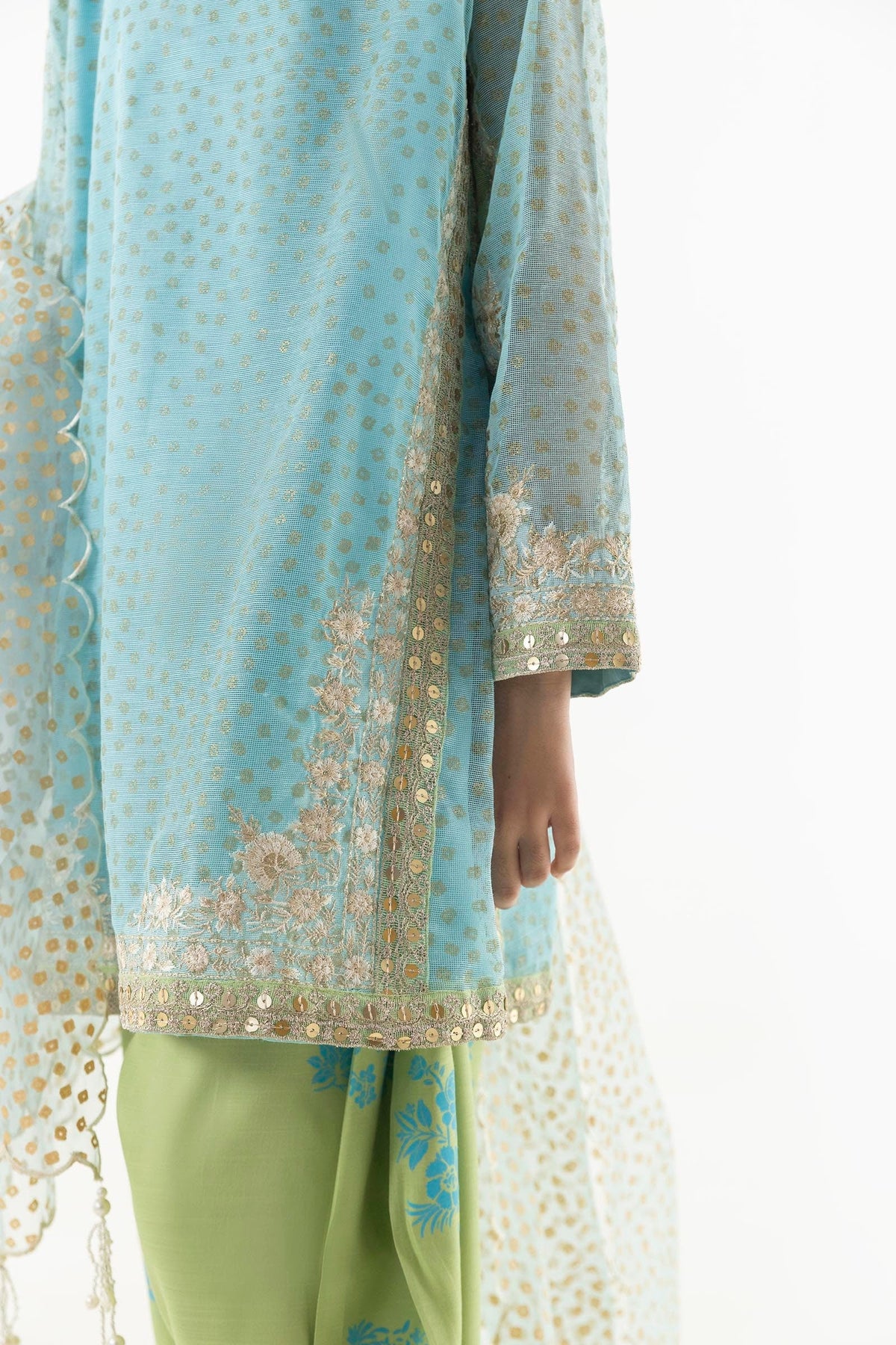 Stitched Kids Embroidered Cotton Suit
