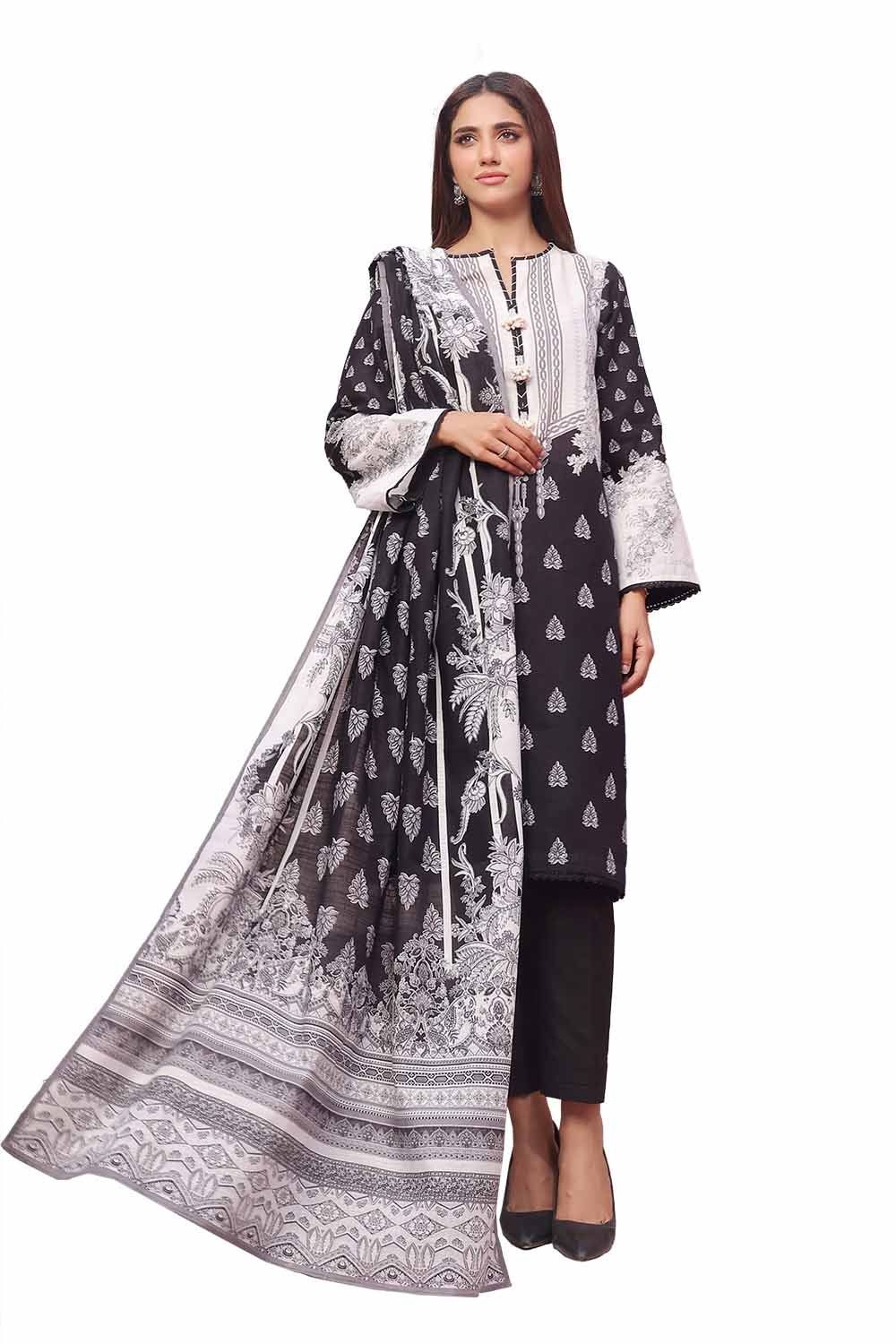 3 Piece Unstitched Printed Khaddar Suit