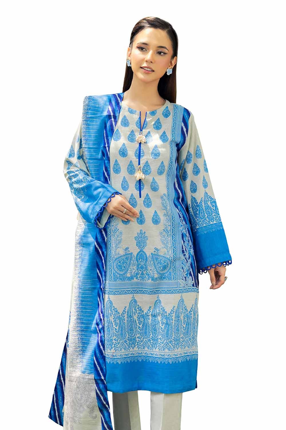 3 Piece Unstitched Printed Khaddar Suit
