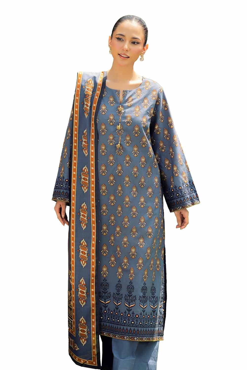 3 Piece Unstitched Printed Khaddar Suit