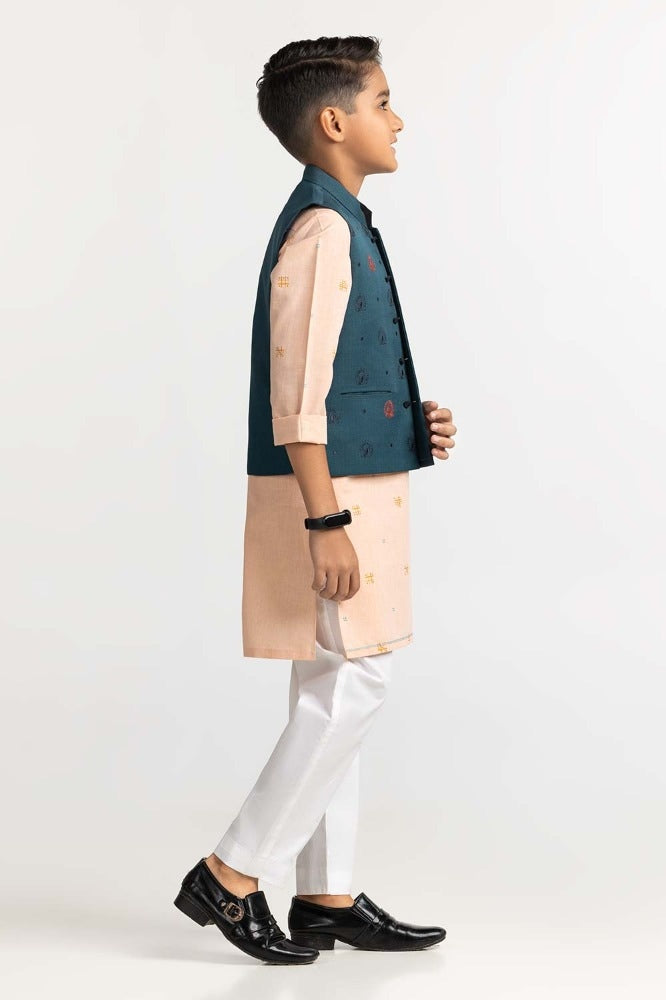 Sea Green Embroidered Waist Coat KWC-PD23-010