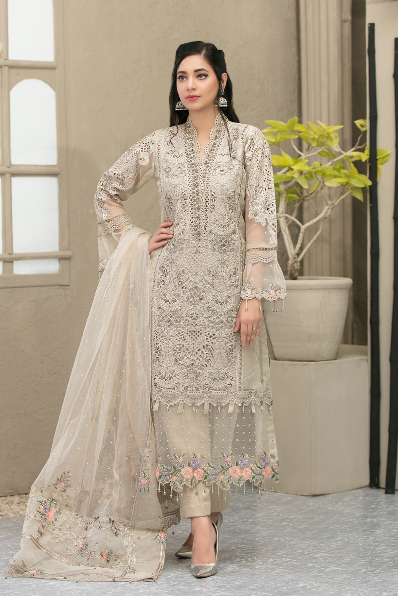 Maria.B Festive Embroidered Organza Collection 3 Pieces Unstitched Skin