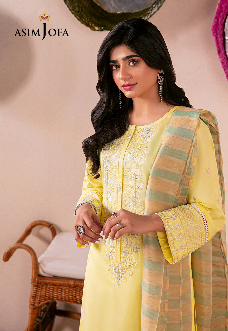 AJODD-23-XS EMBROIDERED INDIAN RAW SILK 3 PCS