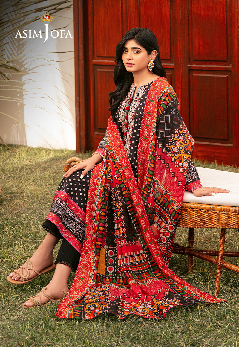 AJODD-24-XS EMBROIDERED SWISS LAWN 3 PCS