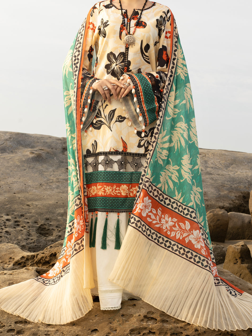 Beige Lawn 2 Piece Unstitched - ALP-2PS-SLKD-UN-2254