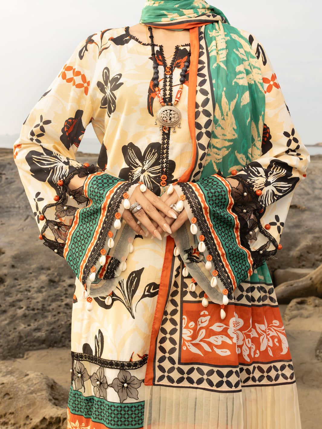 Beige Lawn 2 Piece Unstitched - ALP-2PS-SLKD-UN-2254