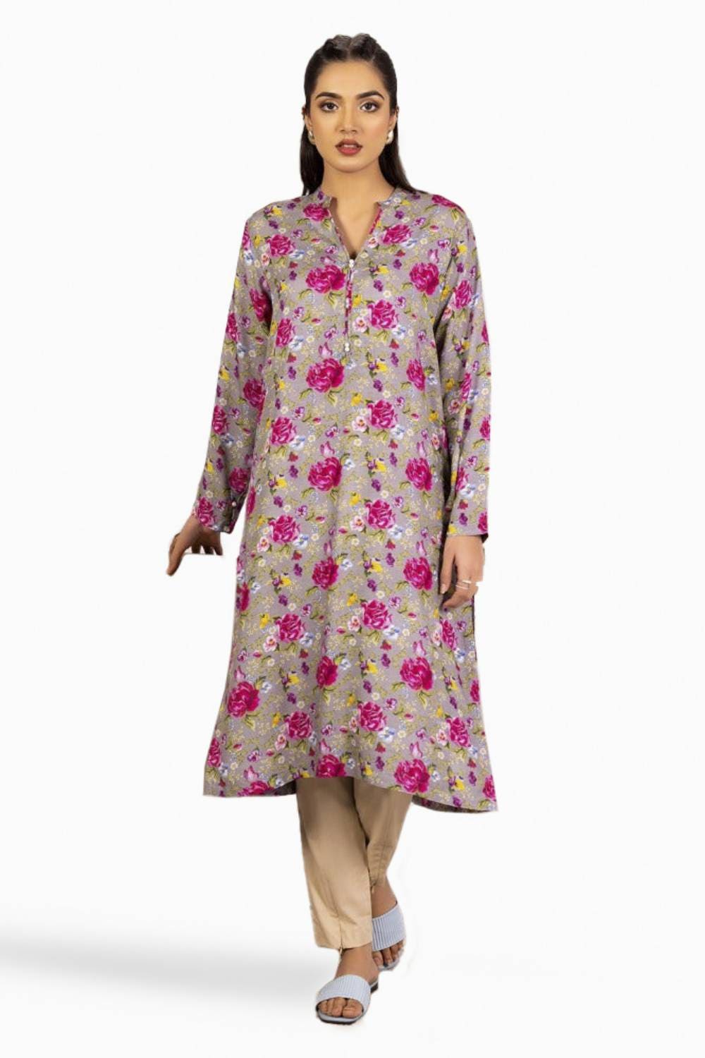 Slub Viscose Printed Shirt