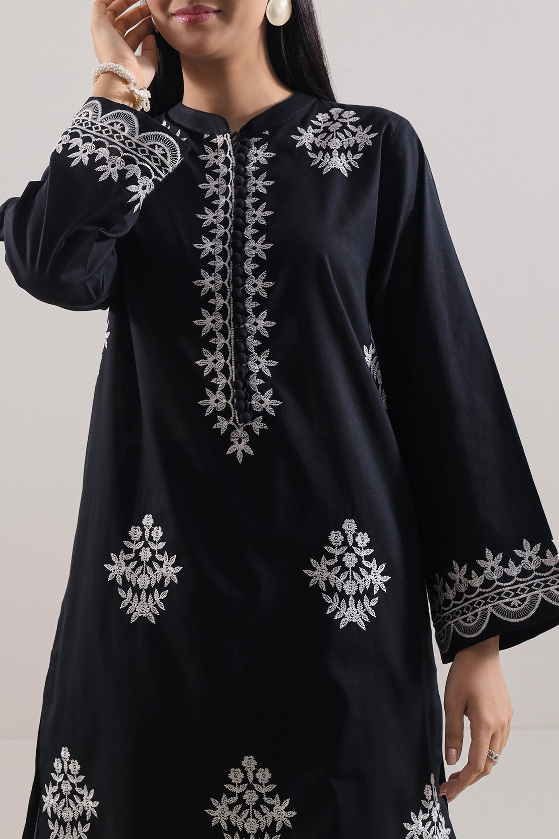 Solid Embroidered Cambric Stitched 2 Piece (Shirt/Trouser)124897