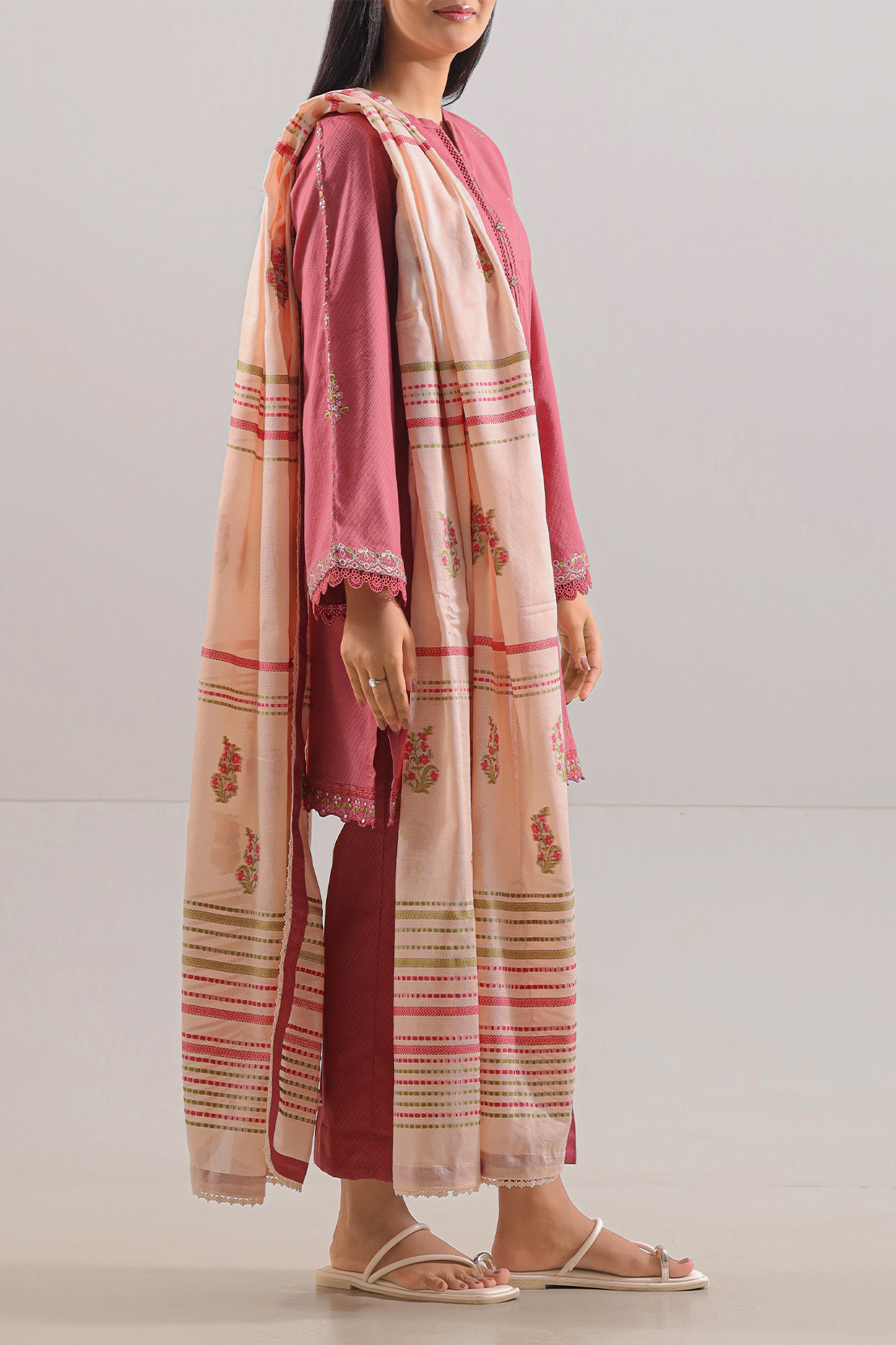 Luxury Pret Embroidered Cotton Jacquard Stitched 3 Piece108434