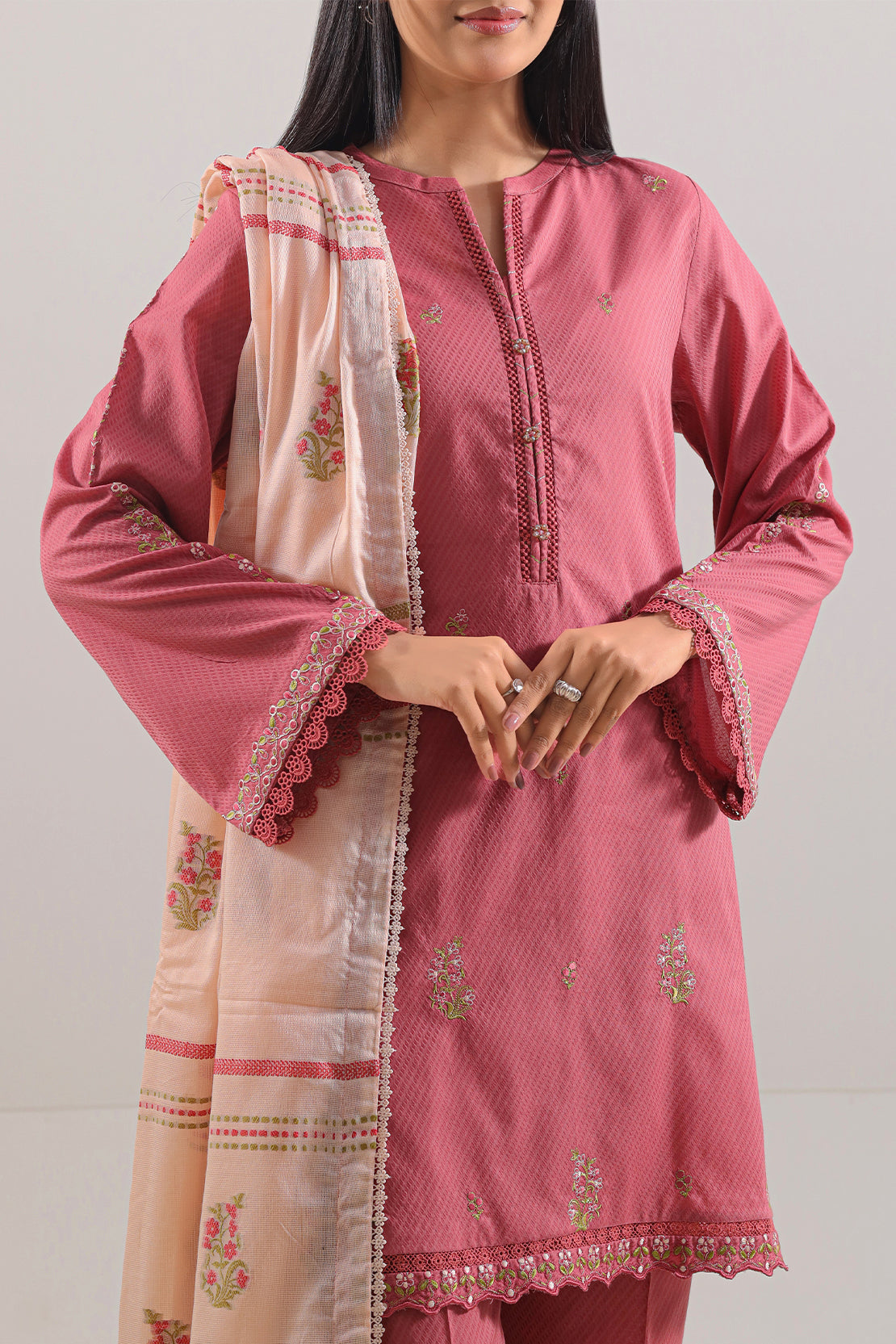 Luxury Pret Embroidered Cotton Jacquard Stitched 3 Piece108434