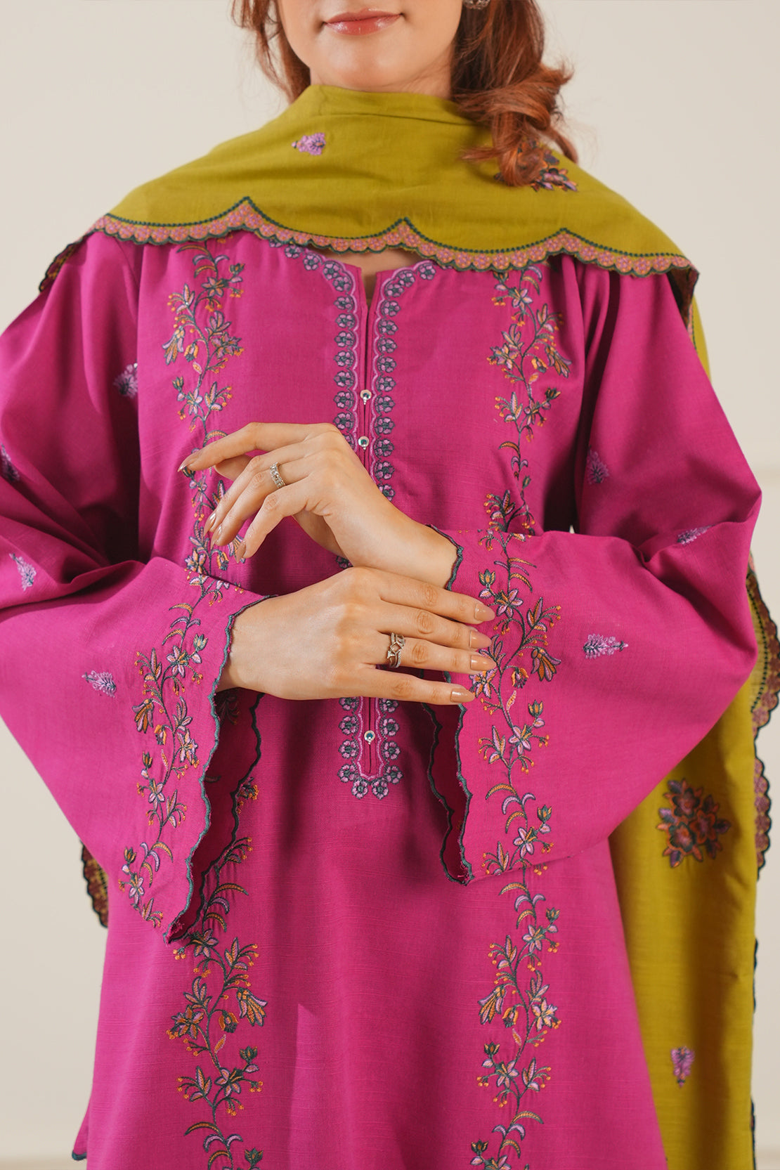 Solid Embroidered Soft Touch Cotton Stitched 2 Piece (Shirt/Trouser)68359