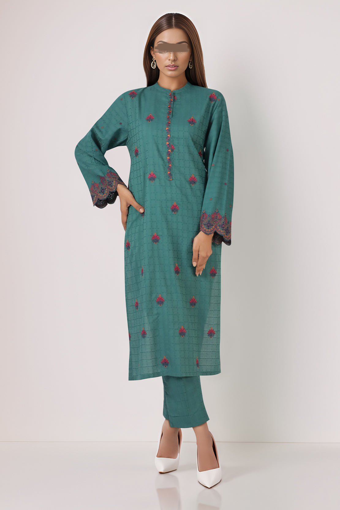 Embroidered Cotton Jacquard Stitched 2 Piece (Shirt/Trouser)62033