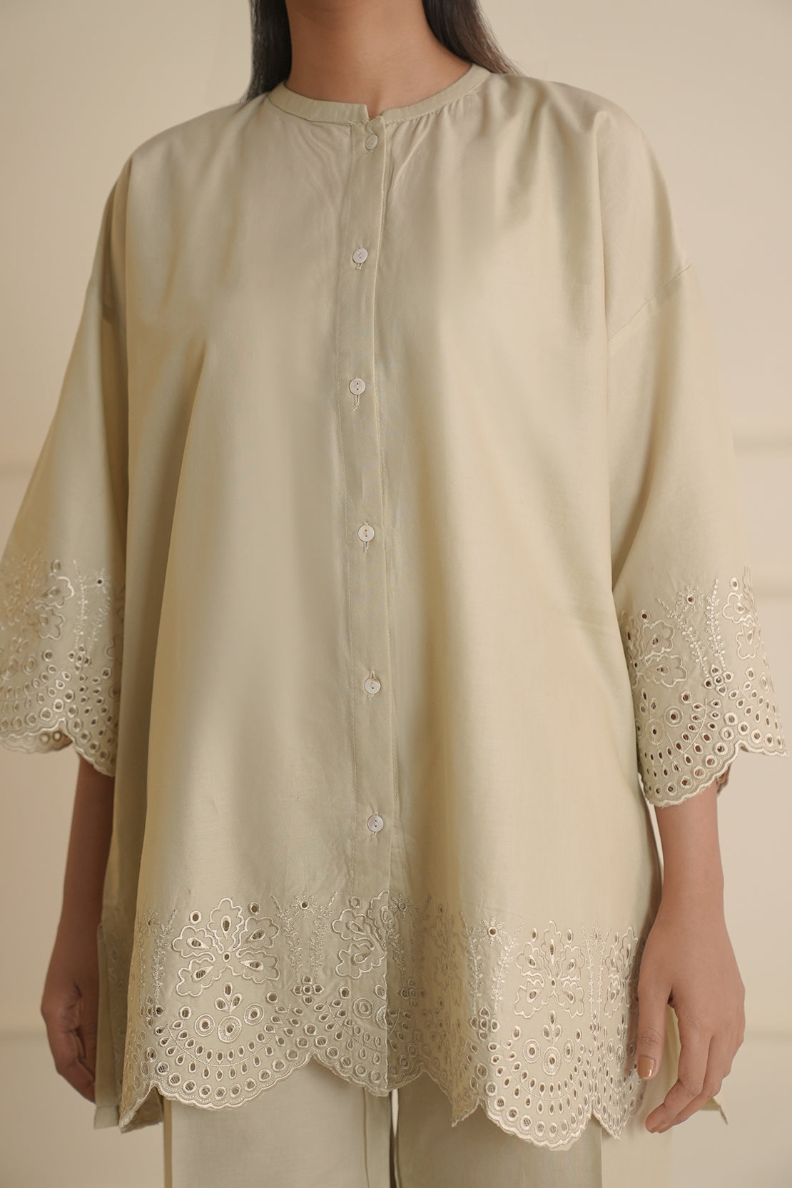 Solid Embroidered Cotton Stitched 2 Piece (Shirt/Trouser)63253