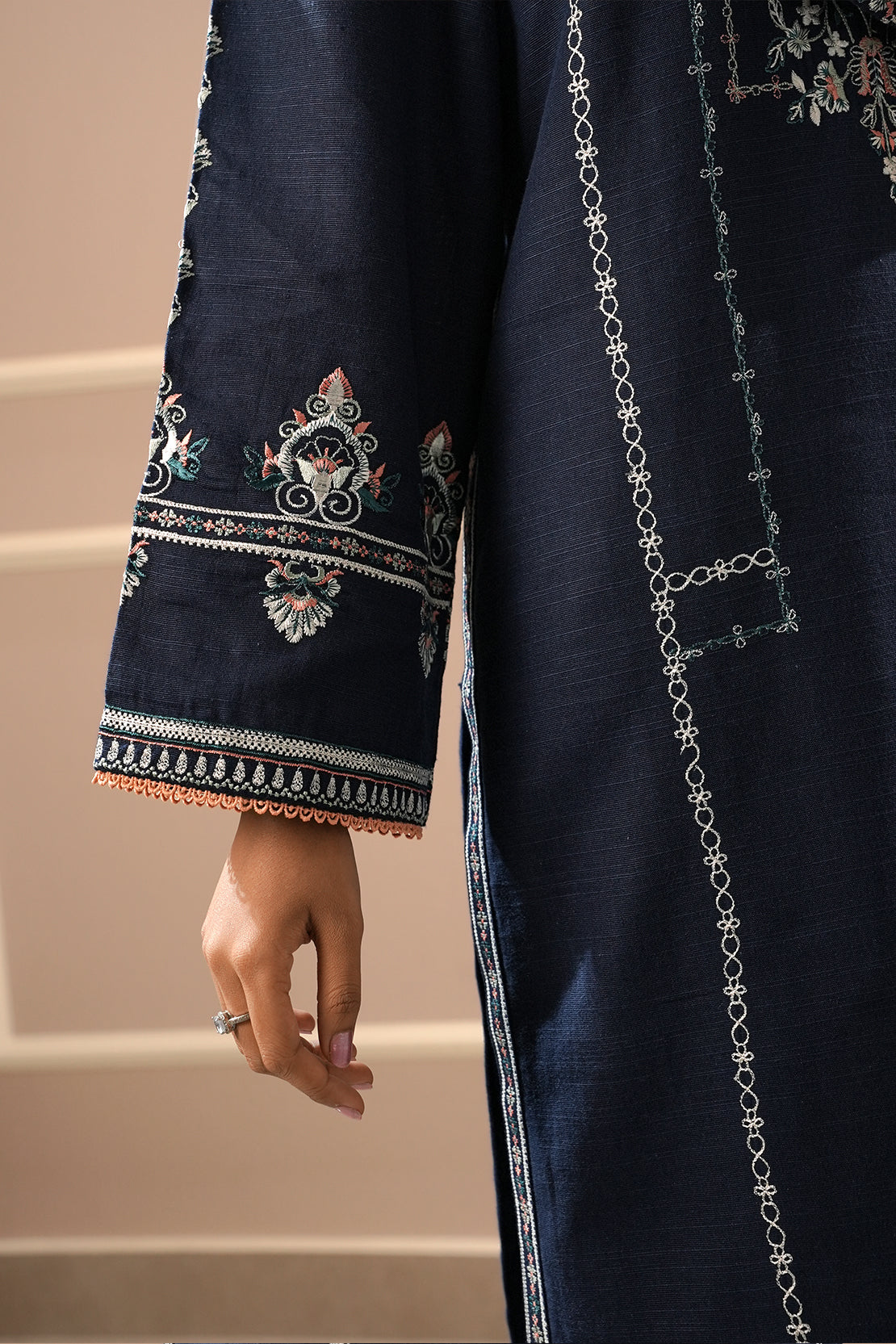 Solid Embroidered Khaddar Stitched 2 Piece (Shirt/Trouser)77663