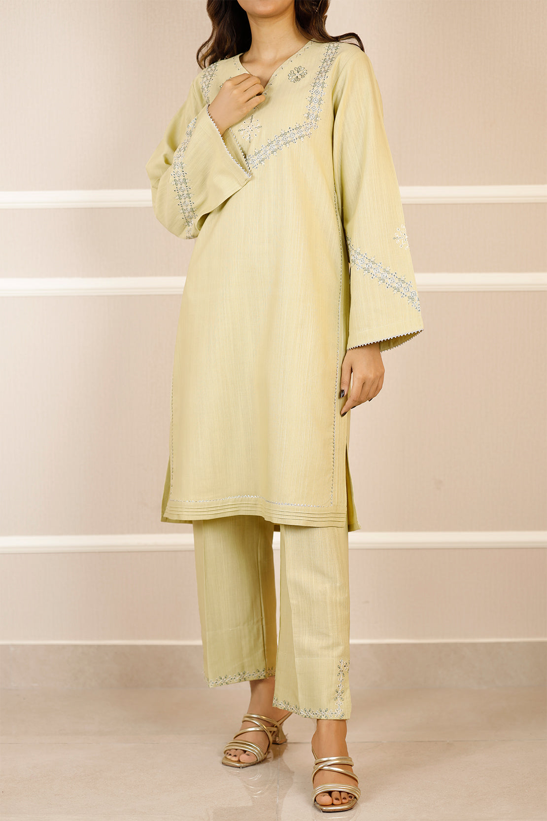 Solid Embroidered Soft Raw Silk Stitched 2 Piece (Shirt/Trouser)64714