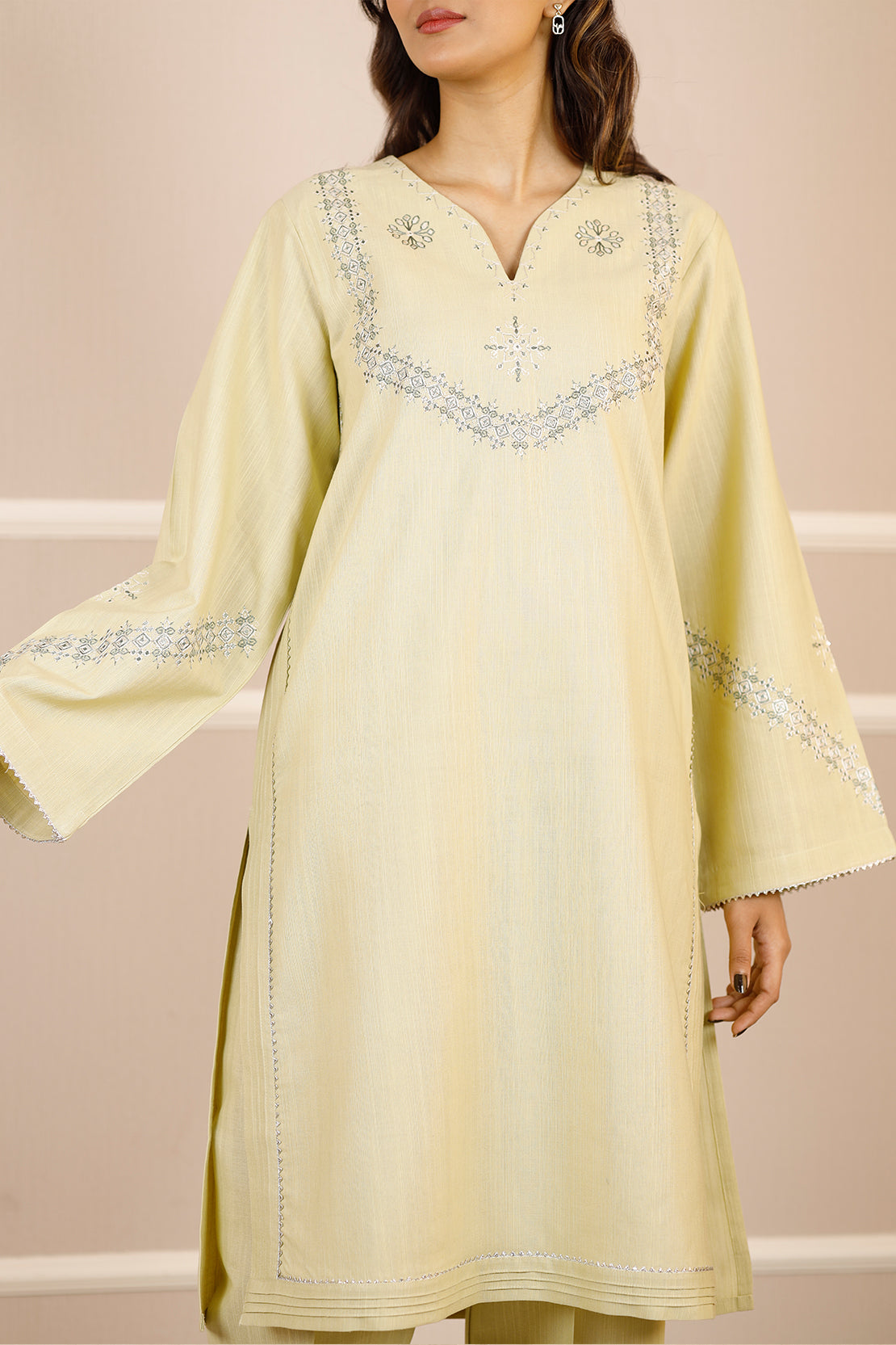 Solid Embroidered Soft Raw Silk Stitched 2 Piece (Shirt/Trouser)64714