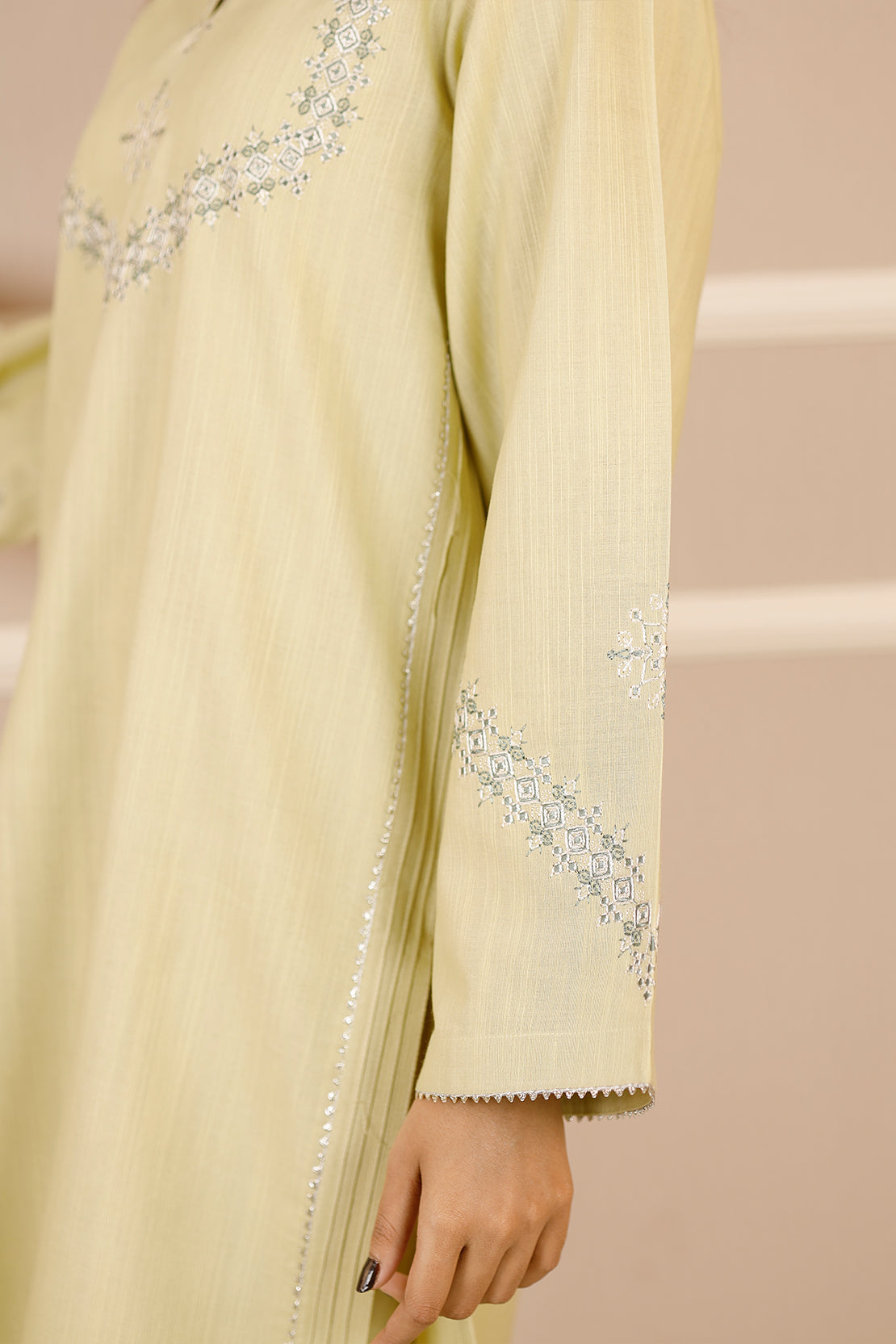 Solid Embroidered Soft Raw Silk Stitched 2 Piece (Shirt/Trouser)64714