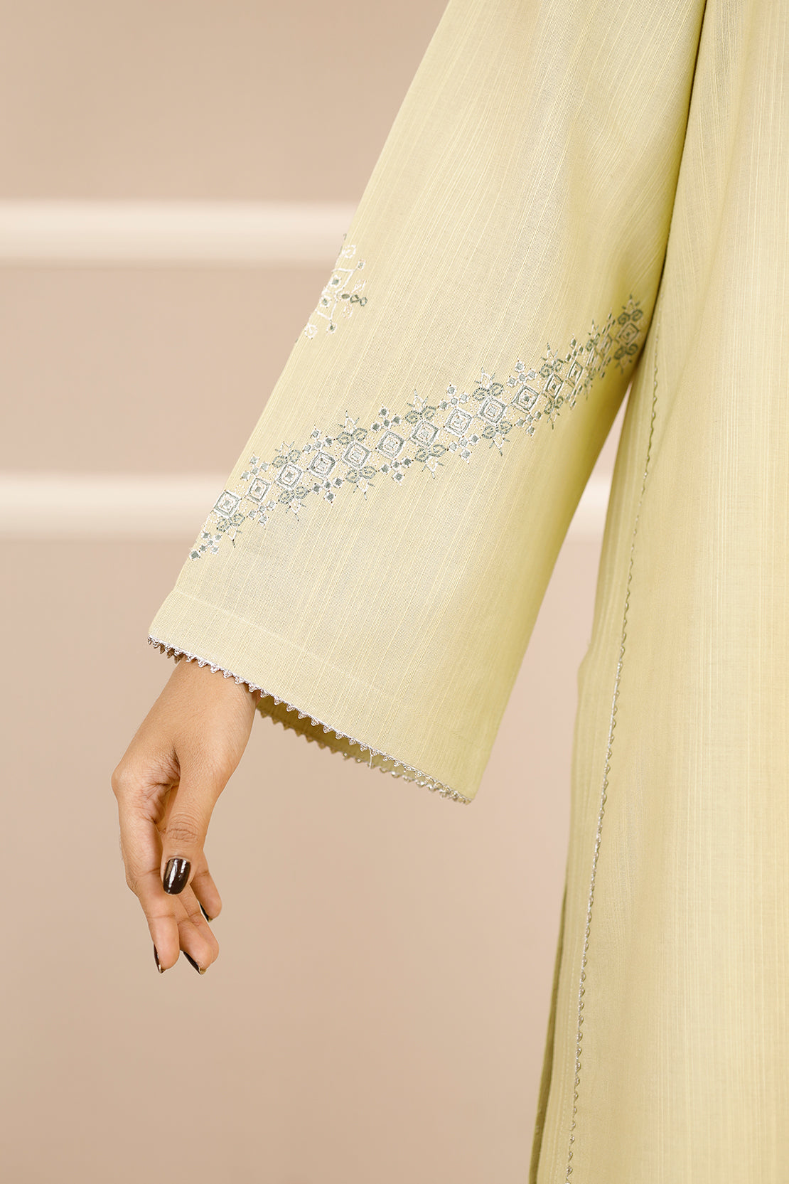 Solid Embroidered Soft Raw Silk Stitched 2 Piece (Shirt/Trouser)64714