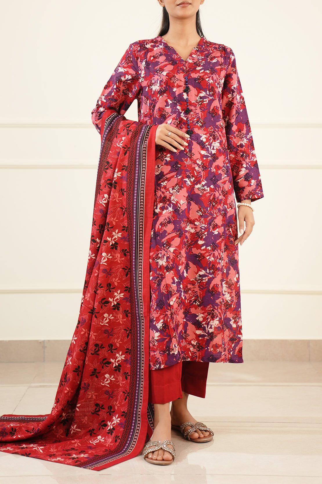 Printed Khaddar Stitched 2 Piece (Shirt/Trouser)76514