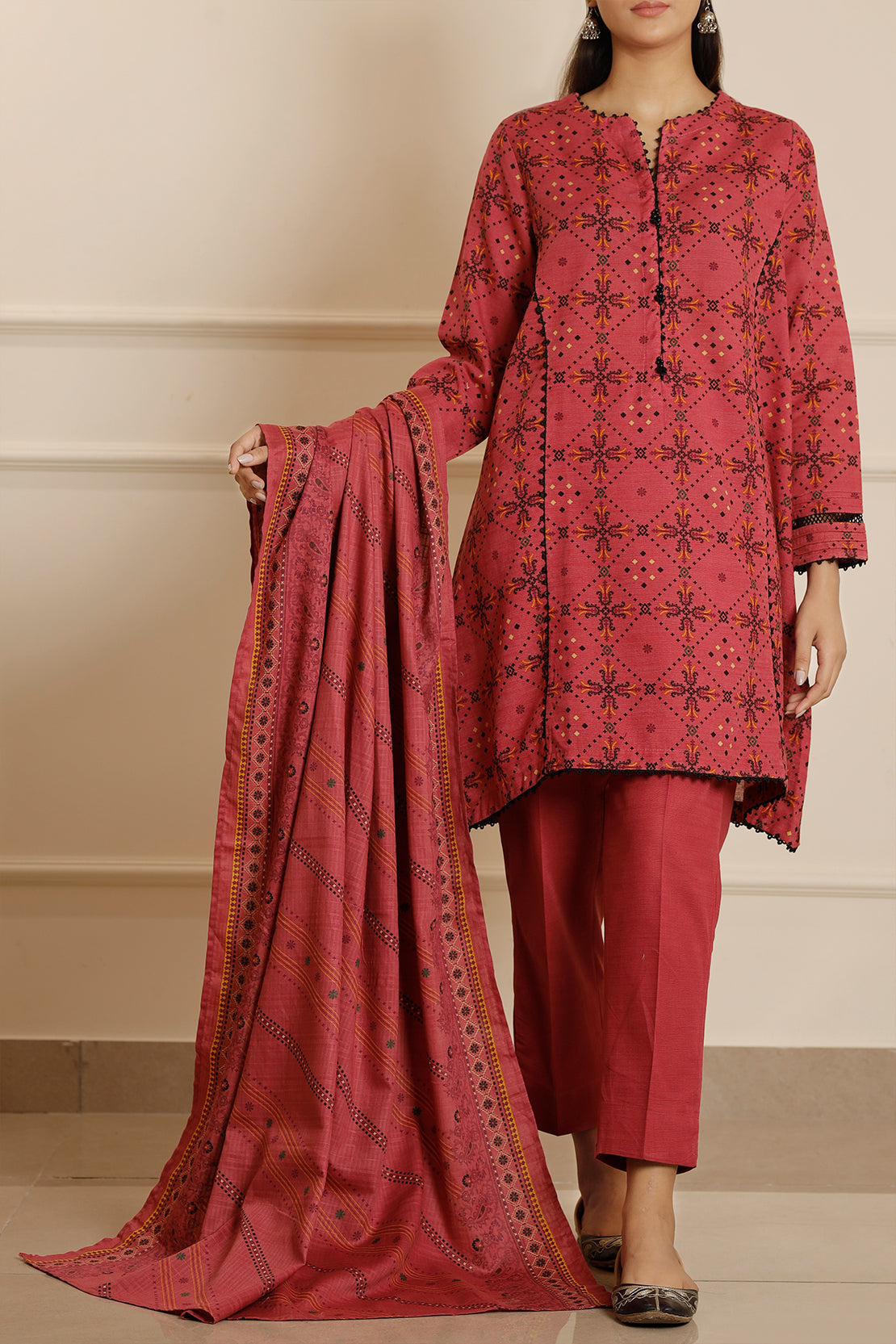 Printed Khaddar Stitched 2 Piece (Shirt/Trouser)77218