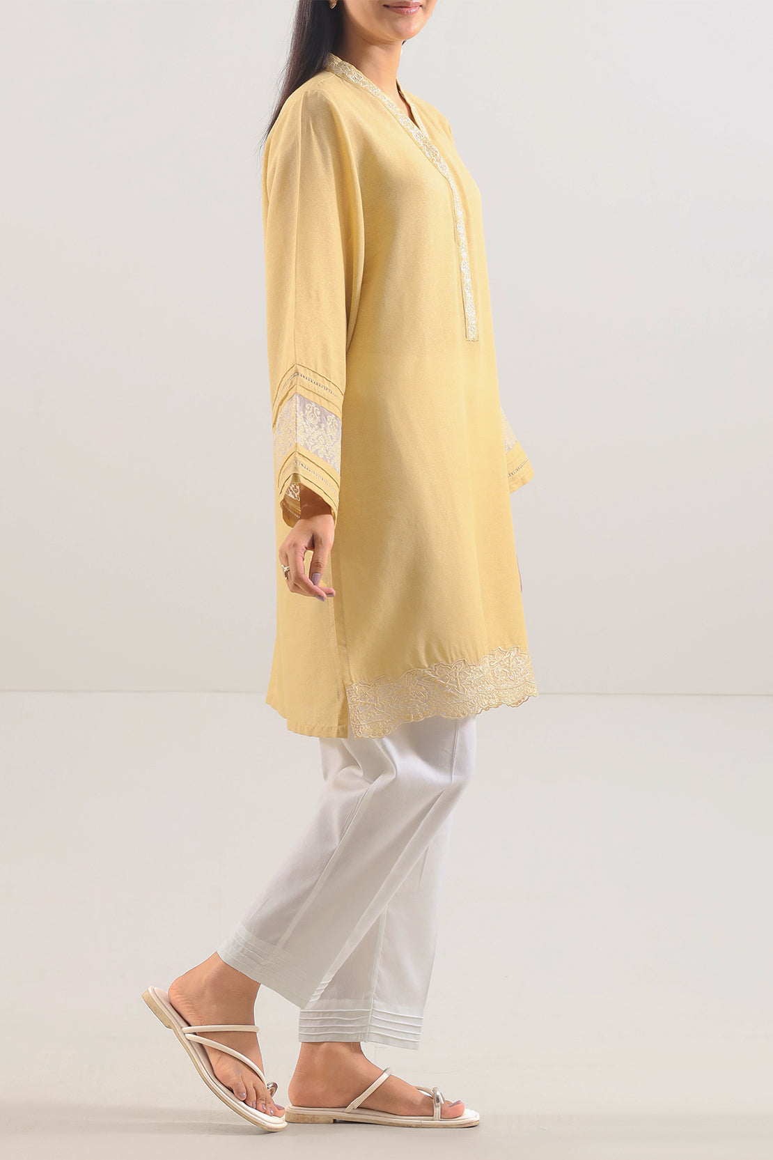 Solid Embroidered Karandi Stitched Shirt95562