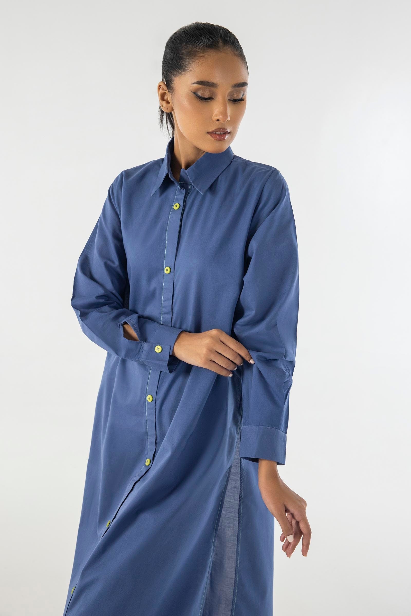 Stitched Dark Blue Printed Shirt + Culotte
