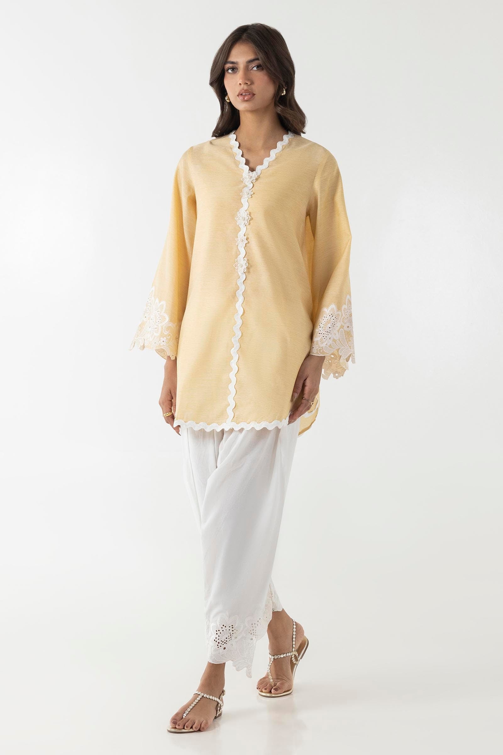 Stitched Yellow Embroidered Shirt