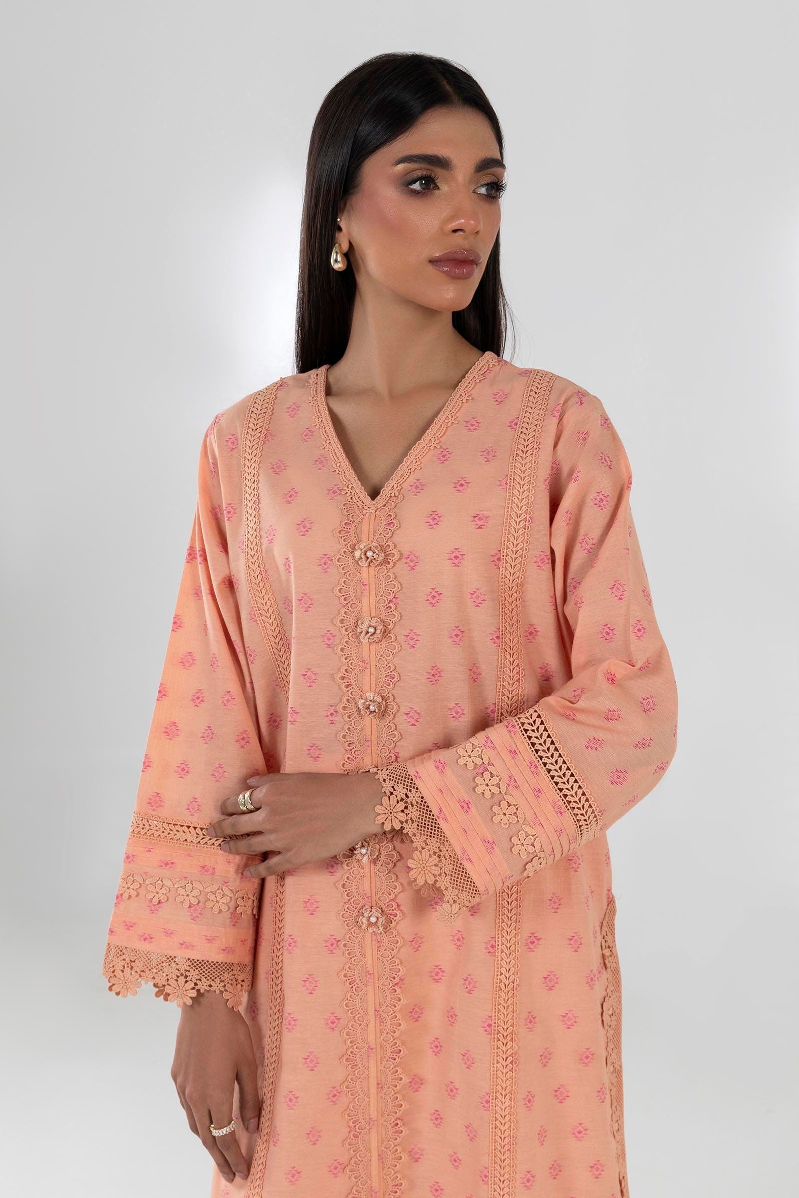 Stitched Orange Printed Shirt