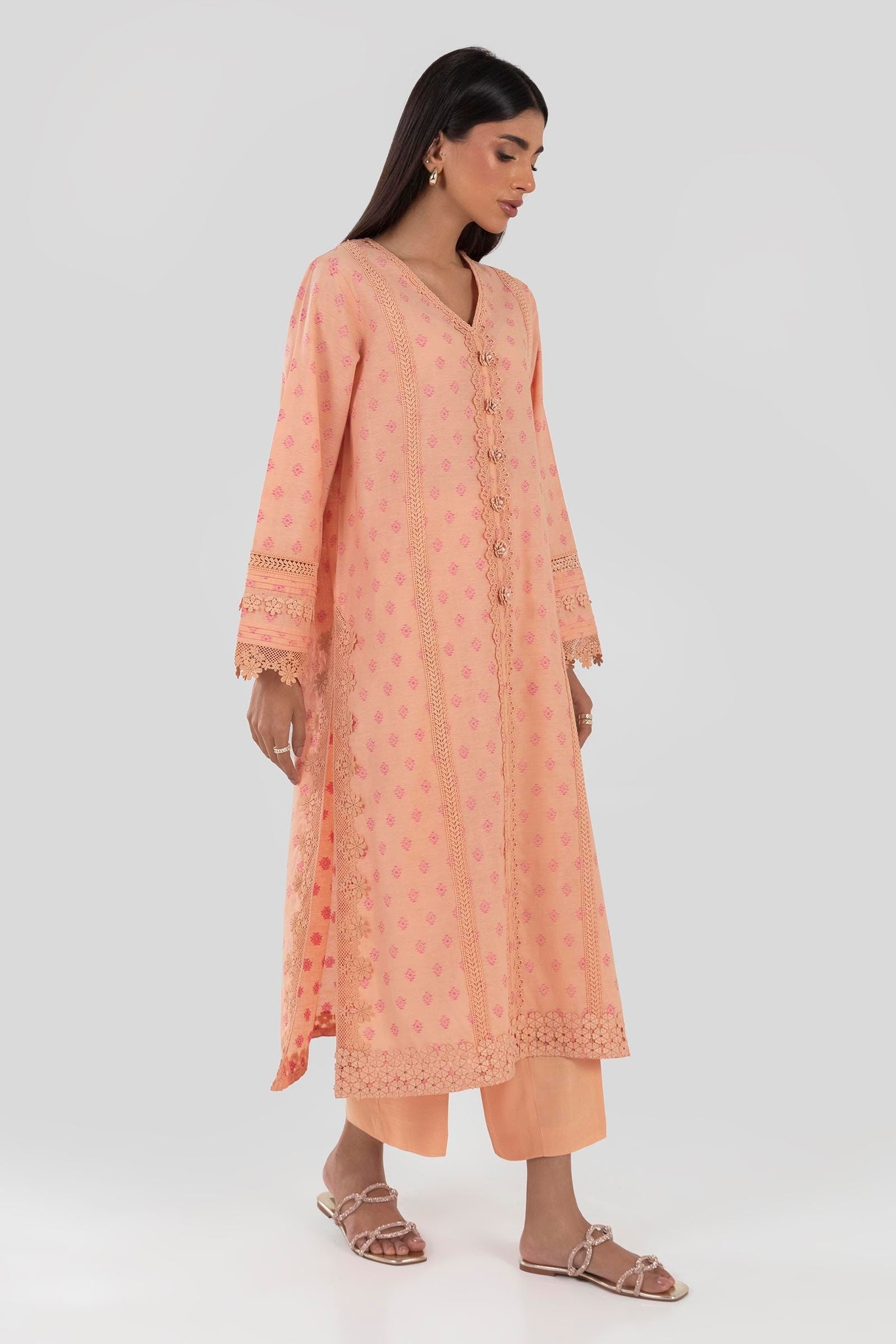 Stitched Orange Printed Shirt