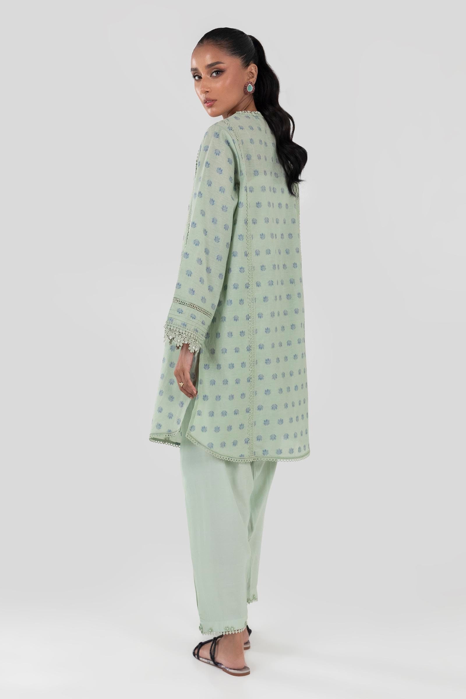 Stitched Green Printed Shirt