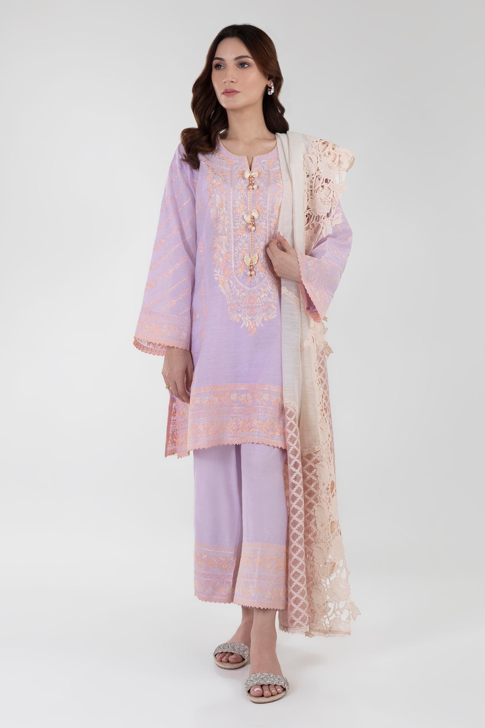 Stitched Boxy Purple Embroidered Shirt