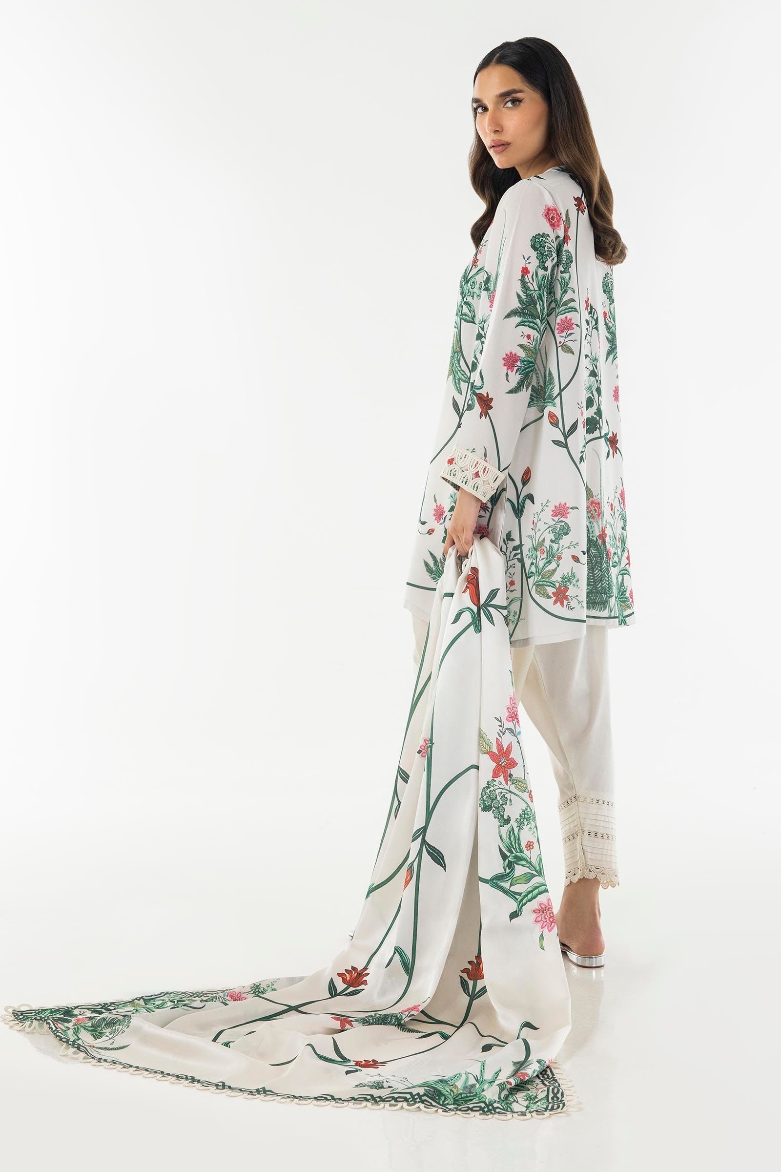 Stitched Embroidered Crepe Shirt
