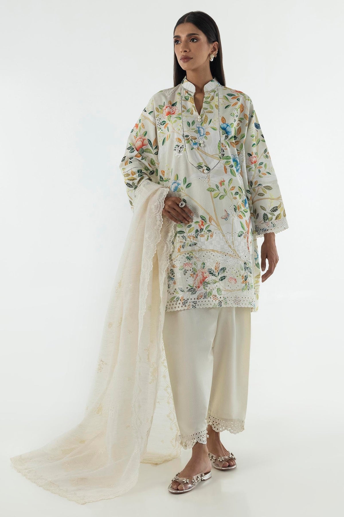 Stitched Lawn Embroidered Shirt