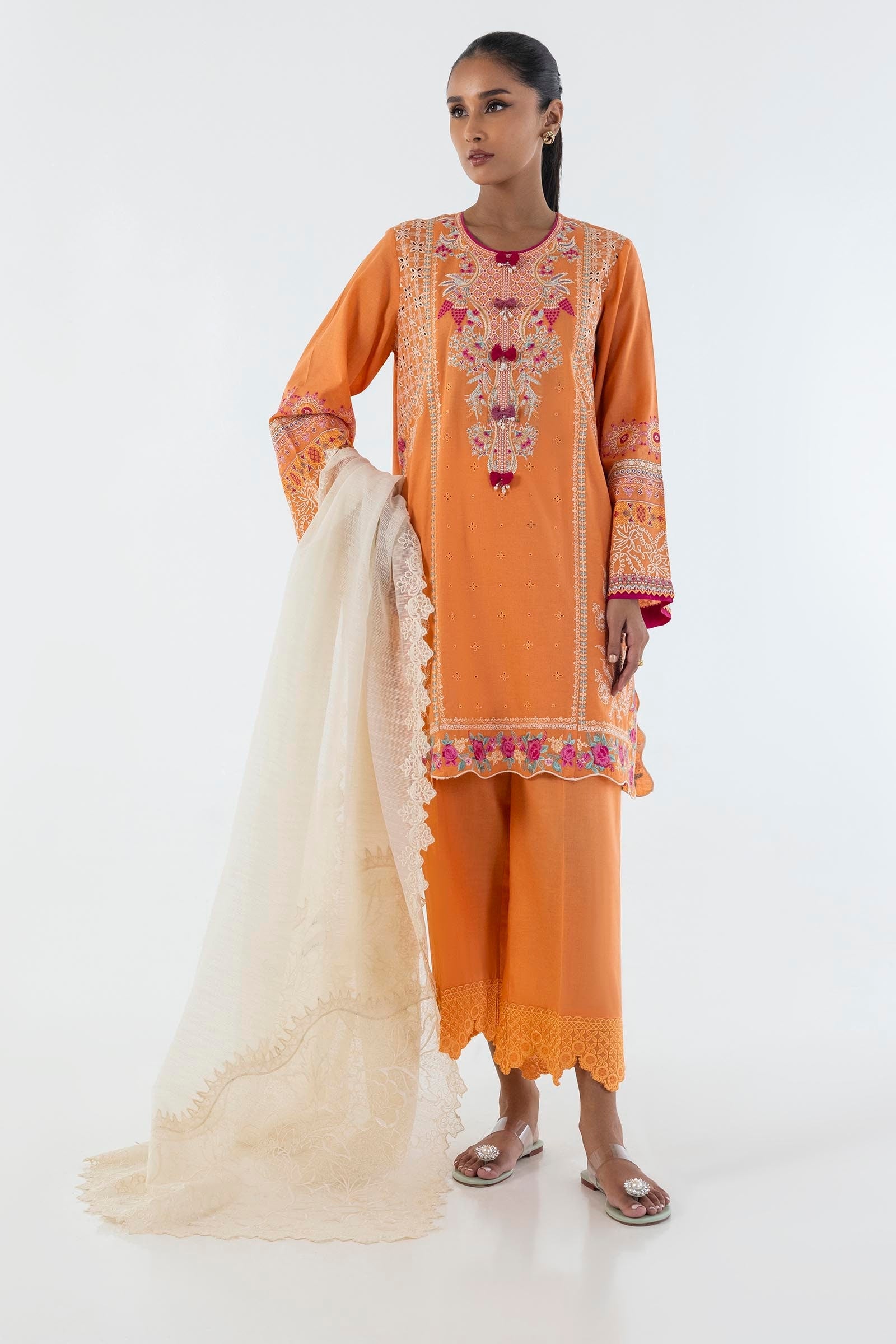 Stitched Orange Embroidered Shirt + Culotte