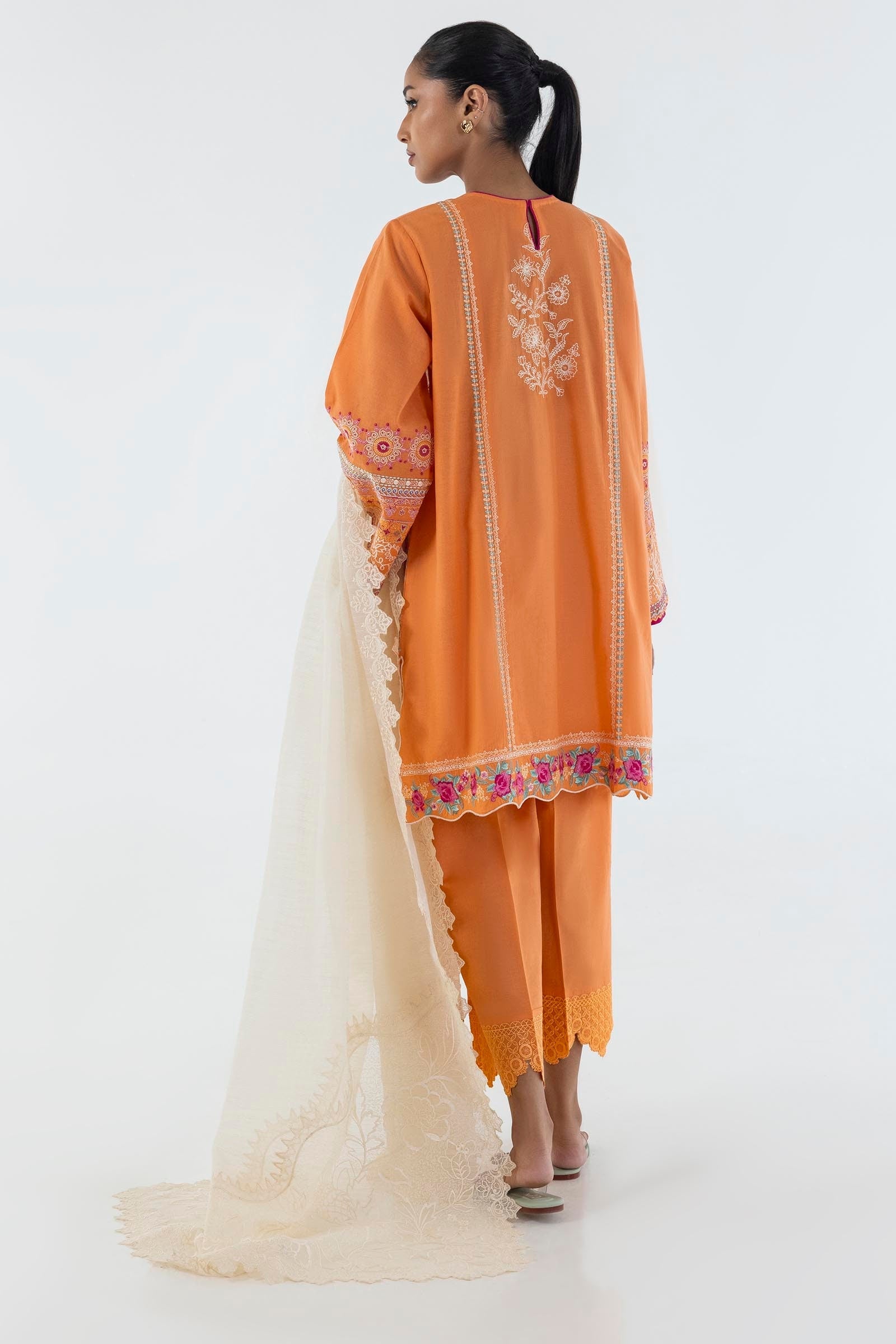 Stitched Orange Embroidered Shirt + Culotte