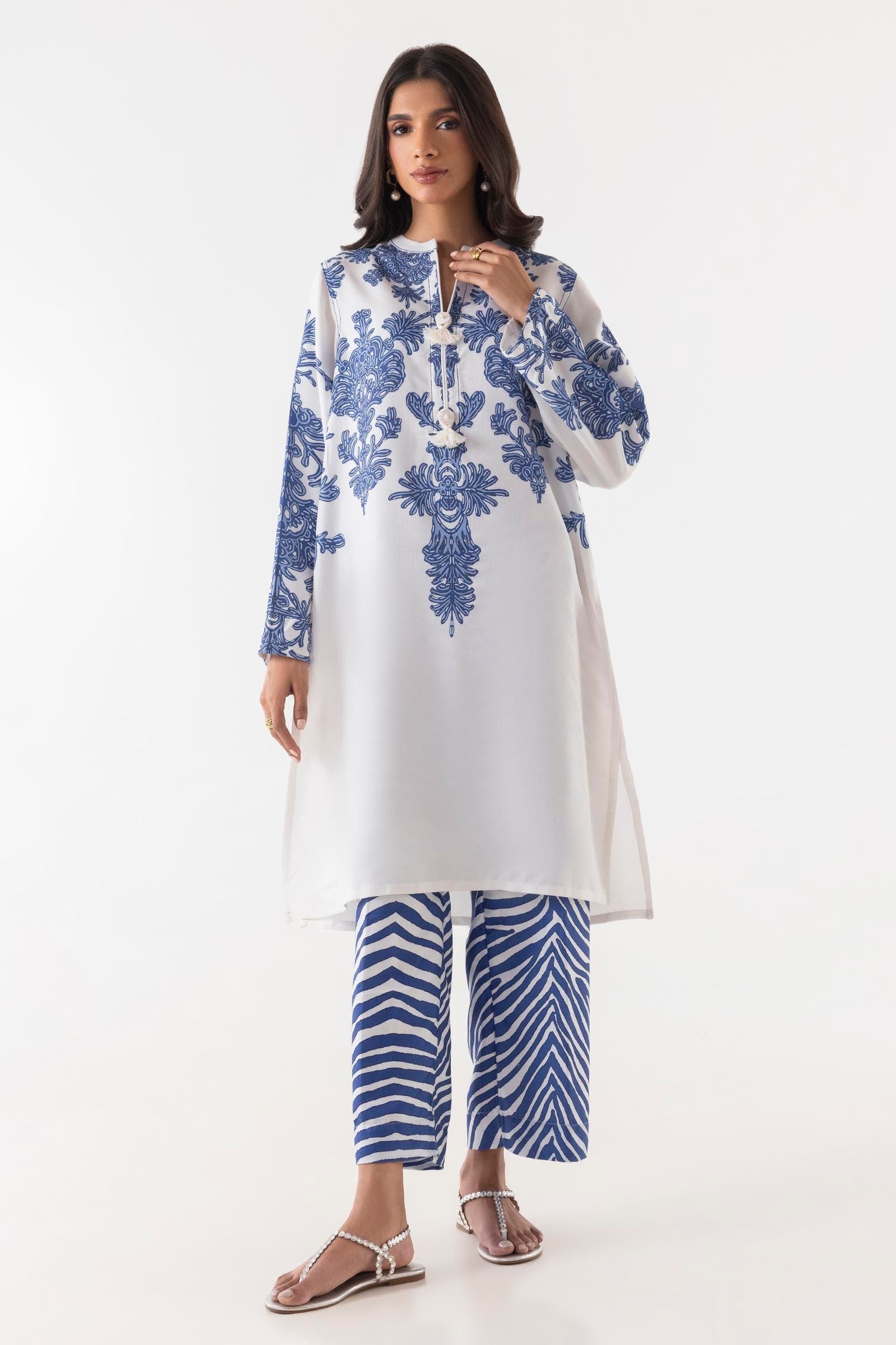 Stitched Blended Jacquard Shirt + Culotte