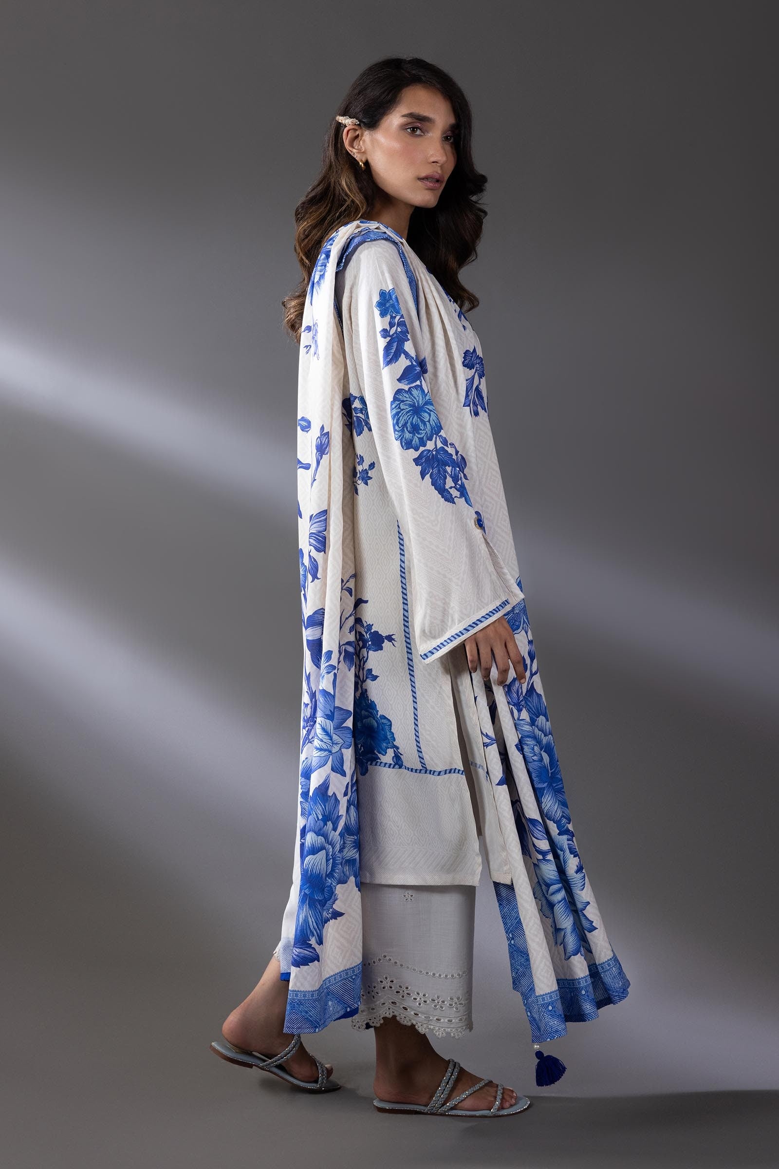 Stitched Printed Linen Shirt + Dupatta