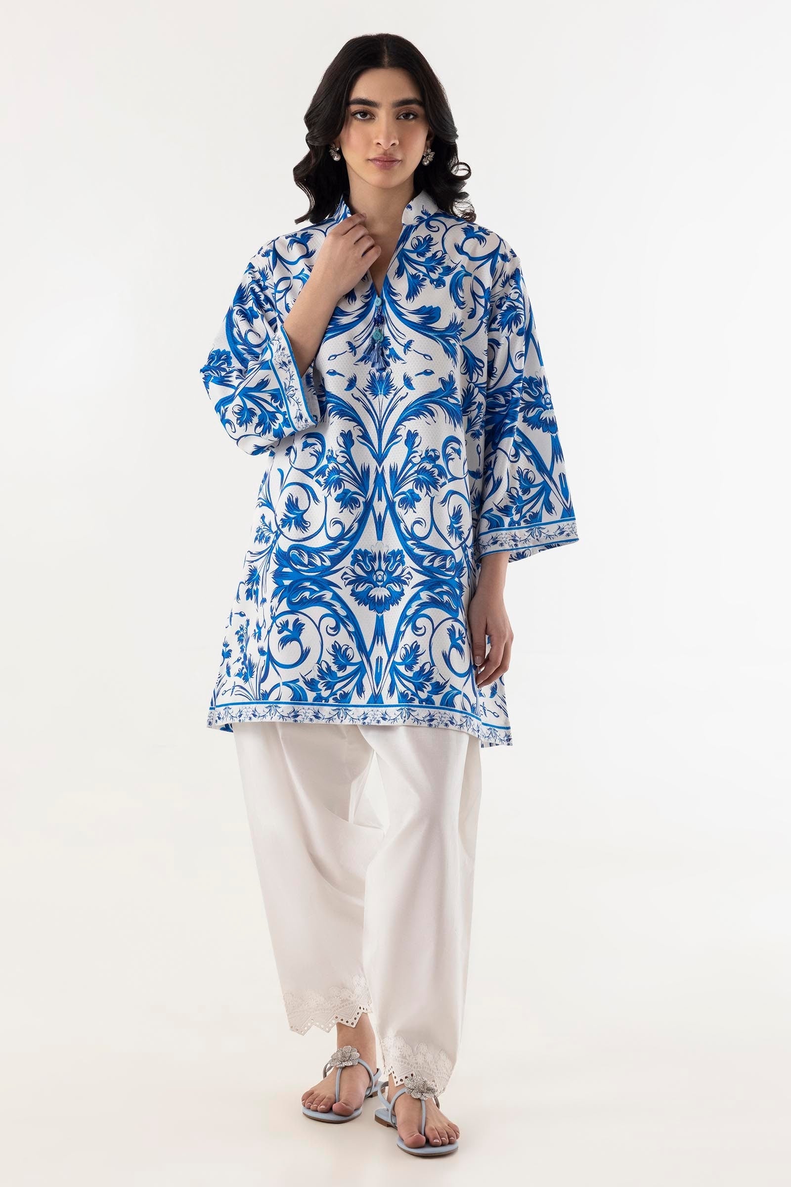 Stitched Blended Jacquard Printed Shirt