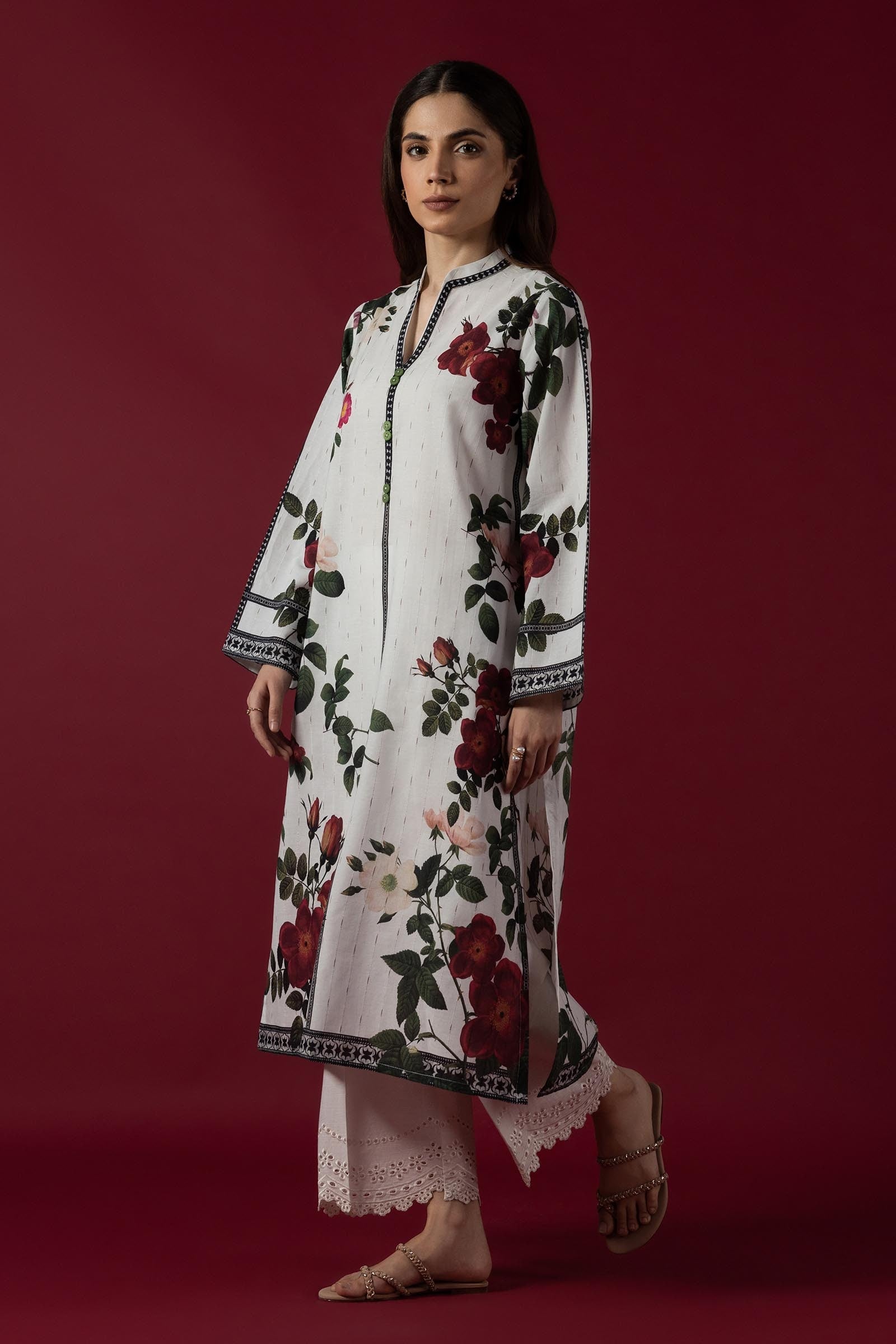 DA-2044 GREY EMBROIDERED KURTA WITH DUPATTA