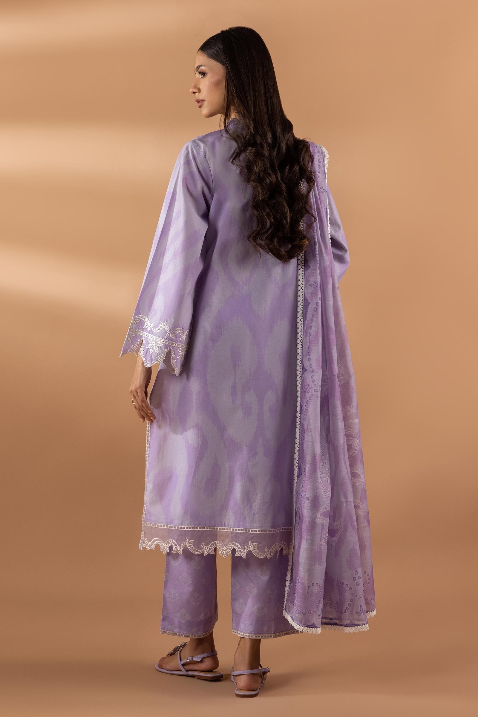 Stitched Lawn Embroidered Shirt + Culotte + Dupatta