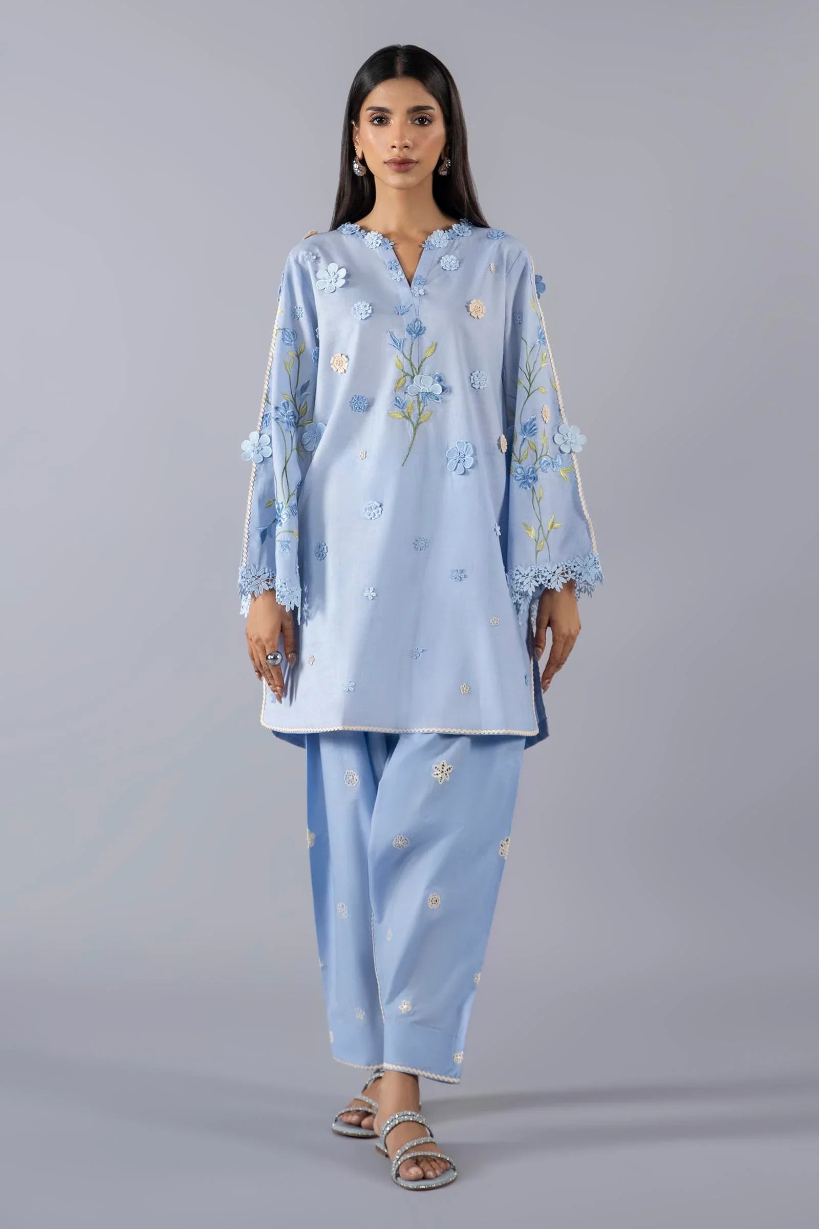 Stitched 3D Flowers Luxury Shirt + Bottom