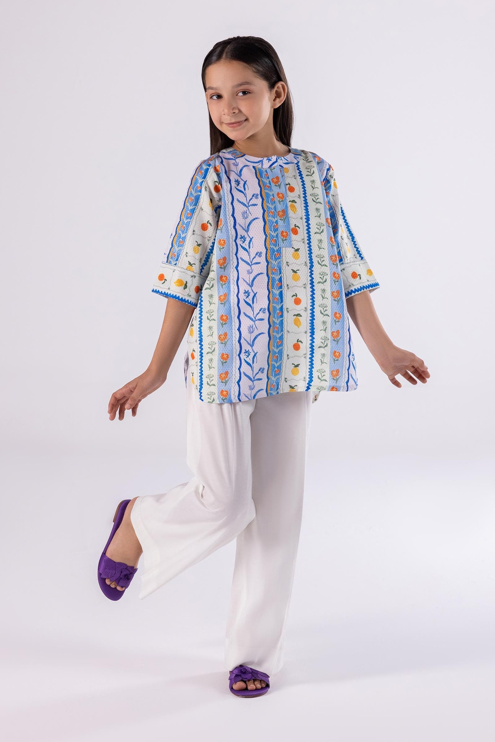 Stitched Kids Printed Dobby Shirt