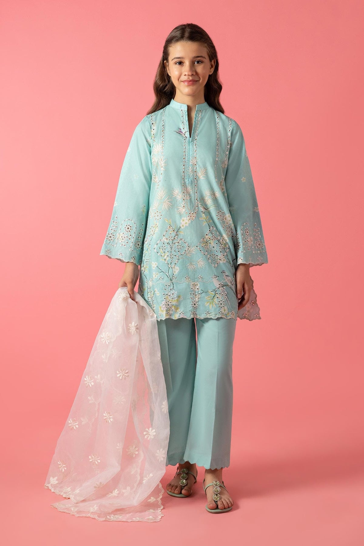 Stitched Kids Embroidered Lawn Suit