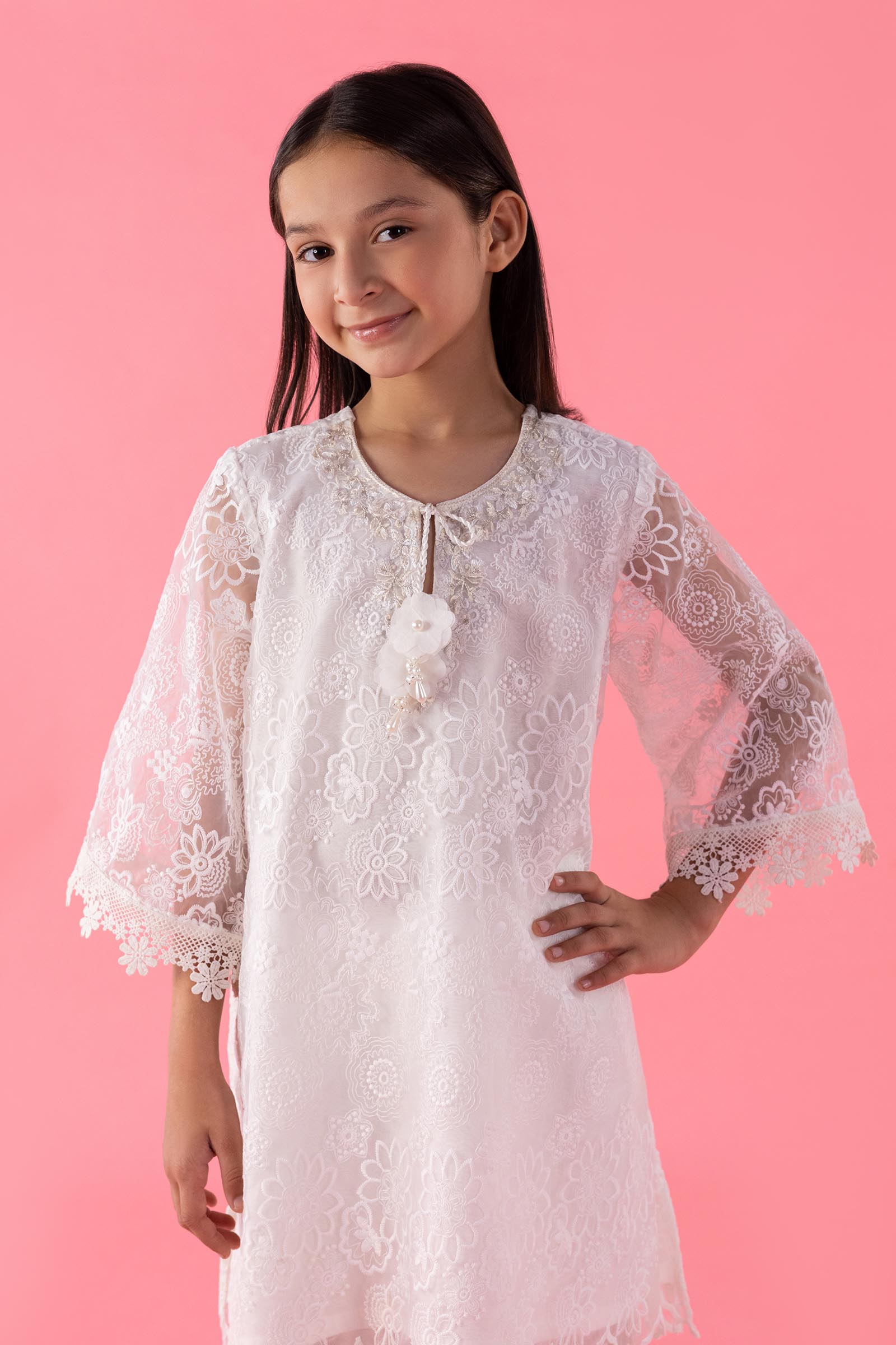 Stitched Kids Embroidered Organza Shirt + Shalwar