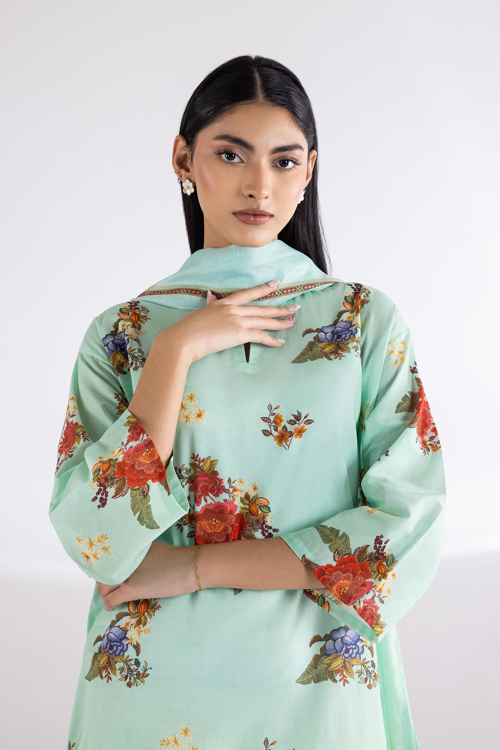 Stitched Mahay Shirt + Dupatta