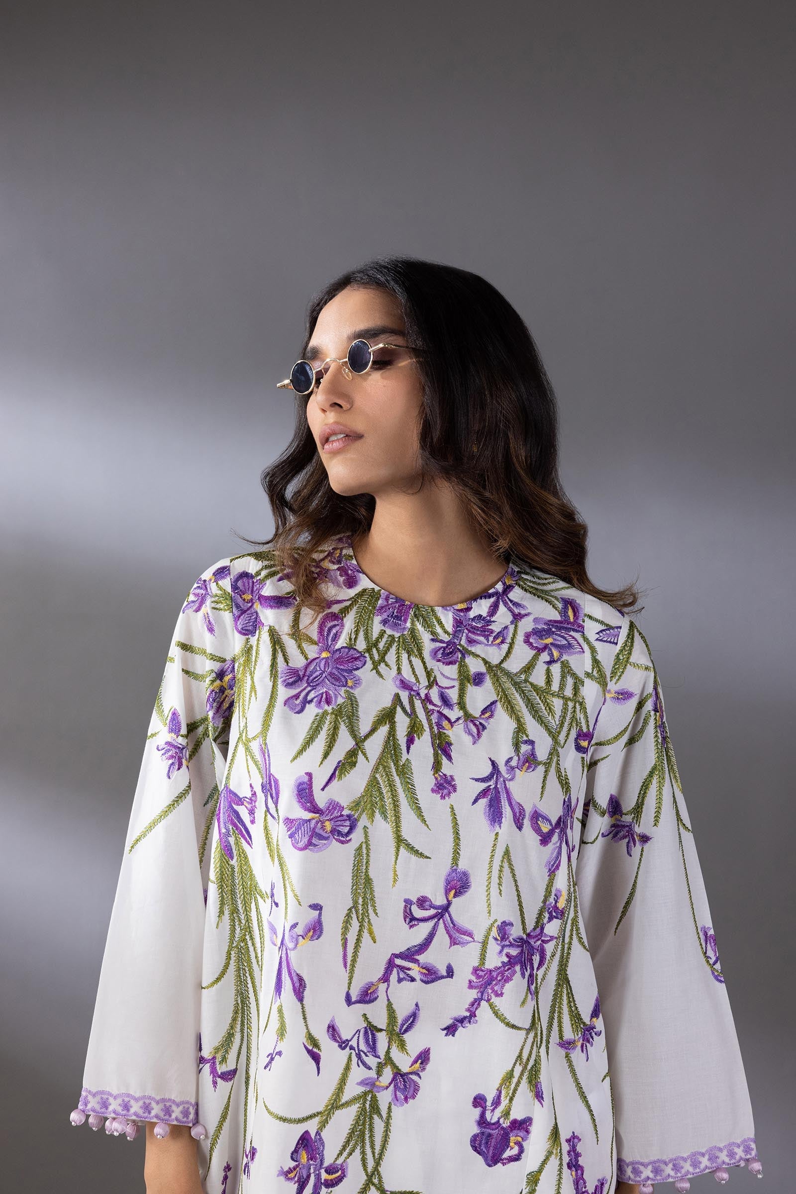 DA-1677 BLUE EMBROIDERED KURTA