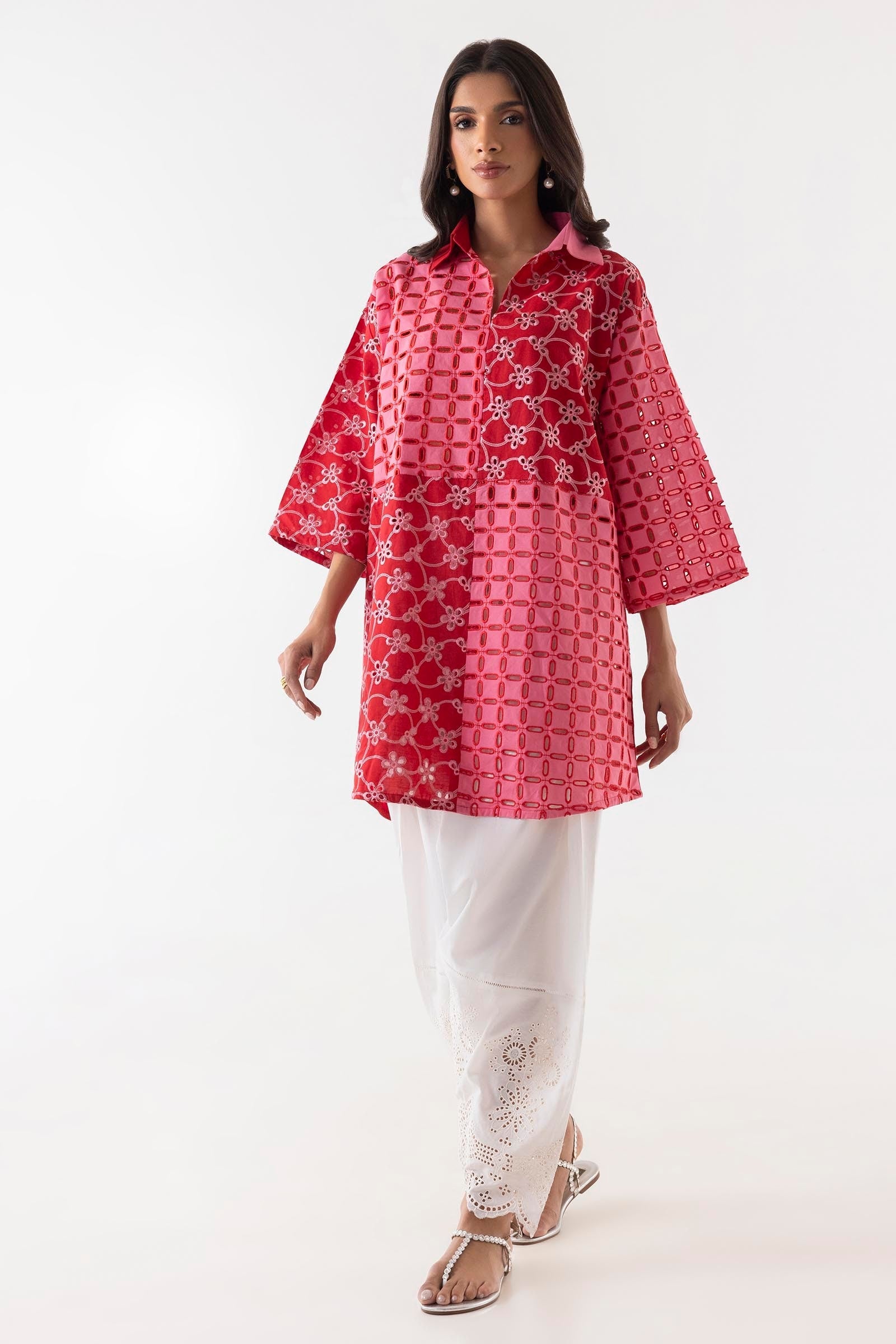 Stitched Two Tone Lawn Embroidered Shirt